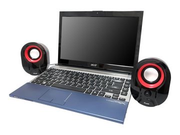 DIGITAL DATA EQUIP Stereo 2.0 Lautsprecher f. Notebook u. PC, schwarz/rot PC-Lautsprecher