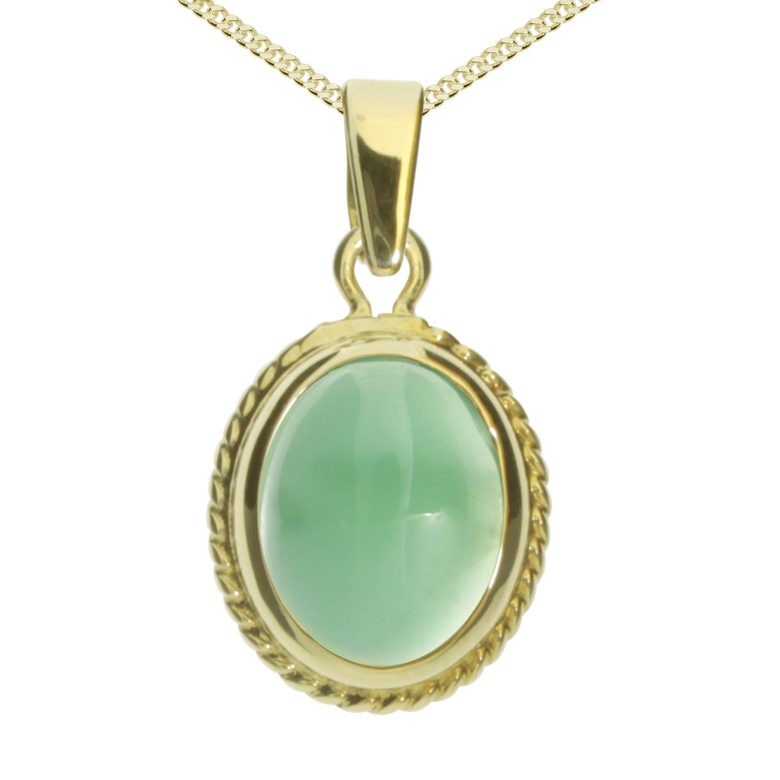 OSTSEE-SCHMUCK Kette mit Anhänger - Jolin - Gold 333/000 - Jade (2-tlg)