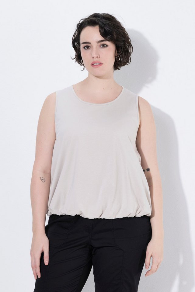 Ulla Popken Longtop Top Ballonsaum Classic Rundhals ärmellos