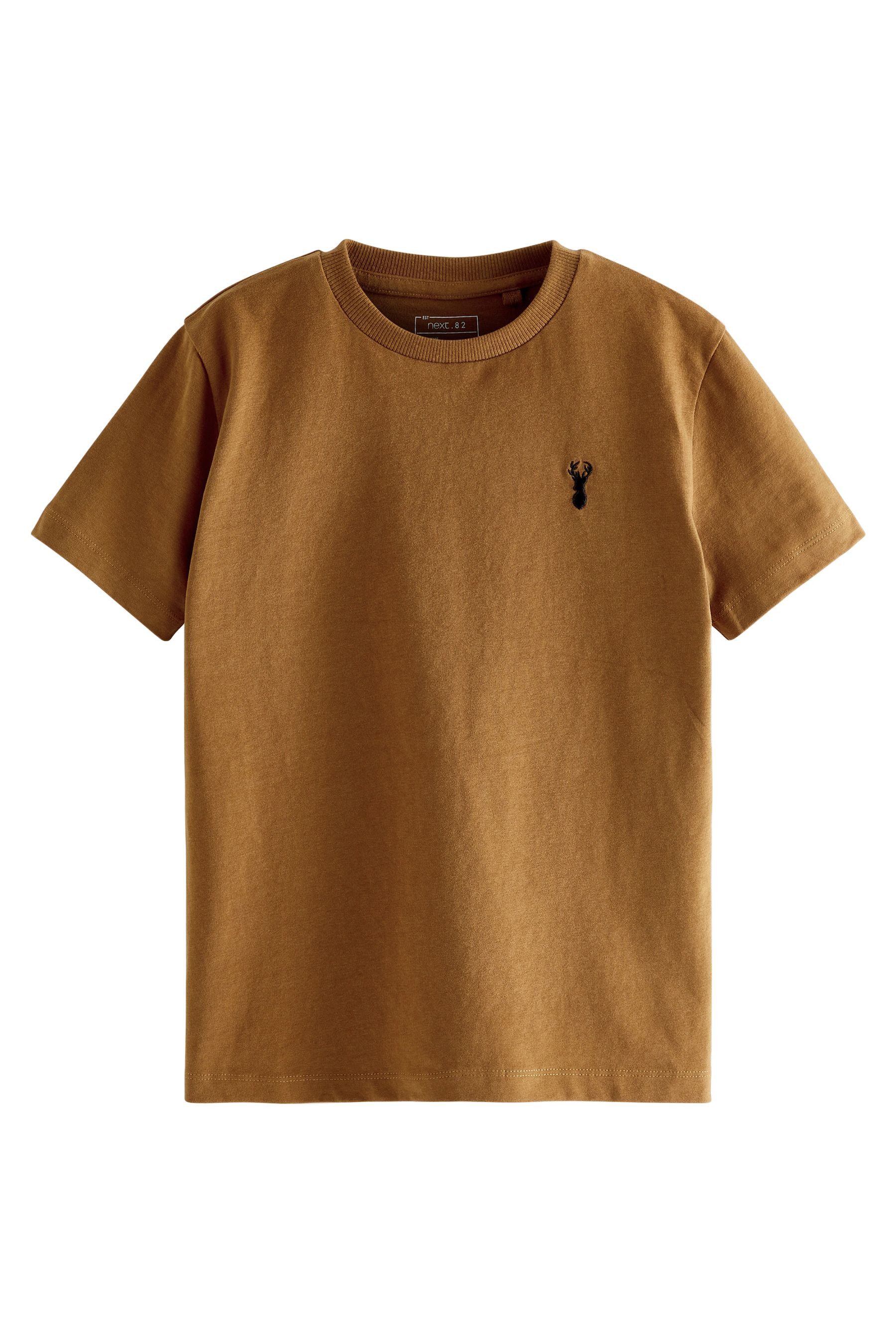 Next T-Shirt 4er-Pack Kurzarm-T-Shirts mit Hirsch-Stickerei (4-tlg)