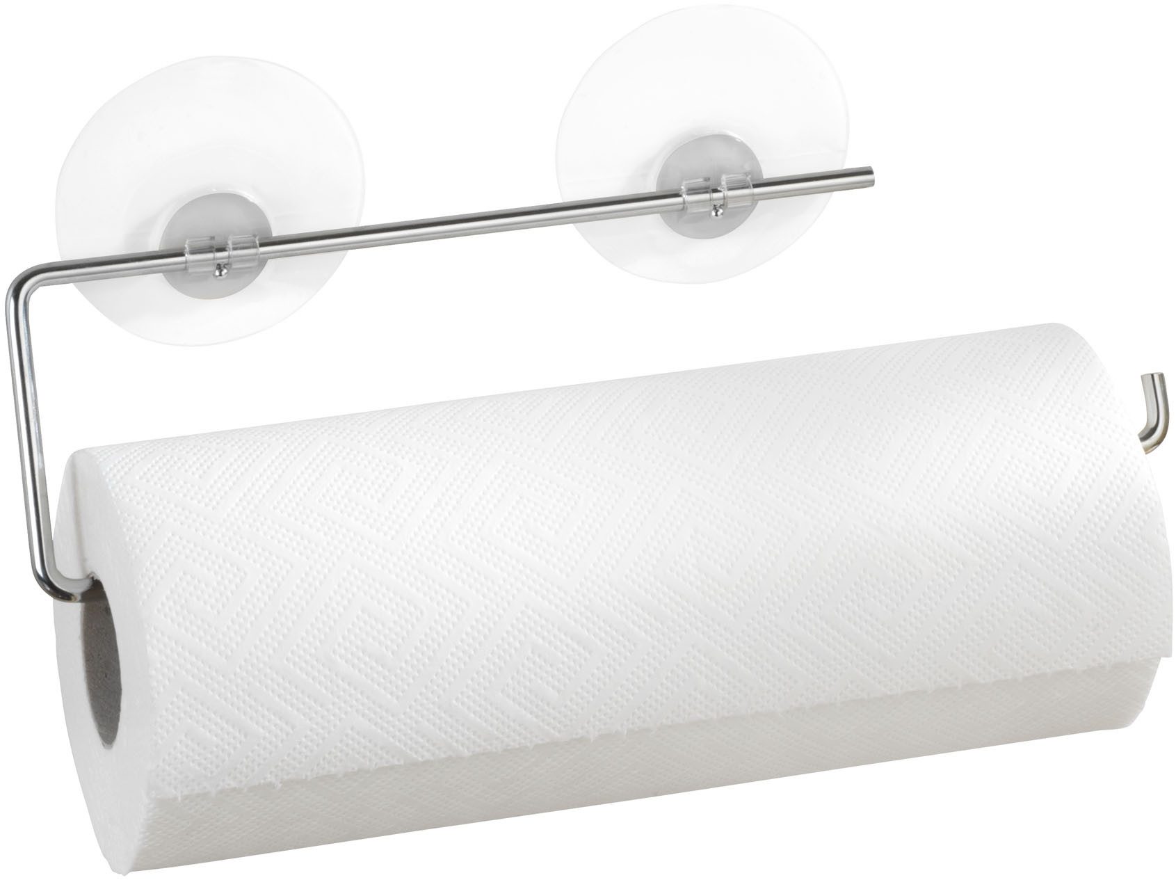 WENKO Wandrollenhalter Modell Static-Loc®, Küchenrollenhalter aus verchromtem Metall, Befestigen ohne Bohren