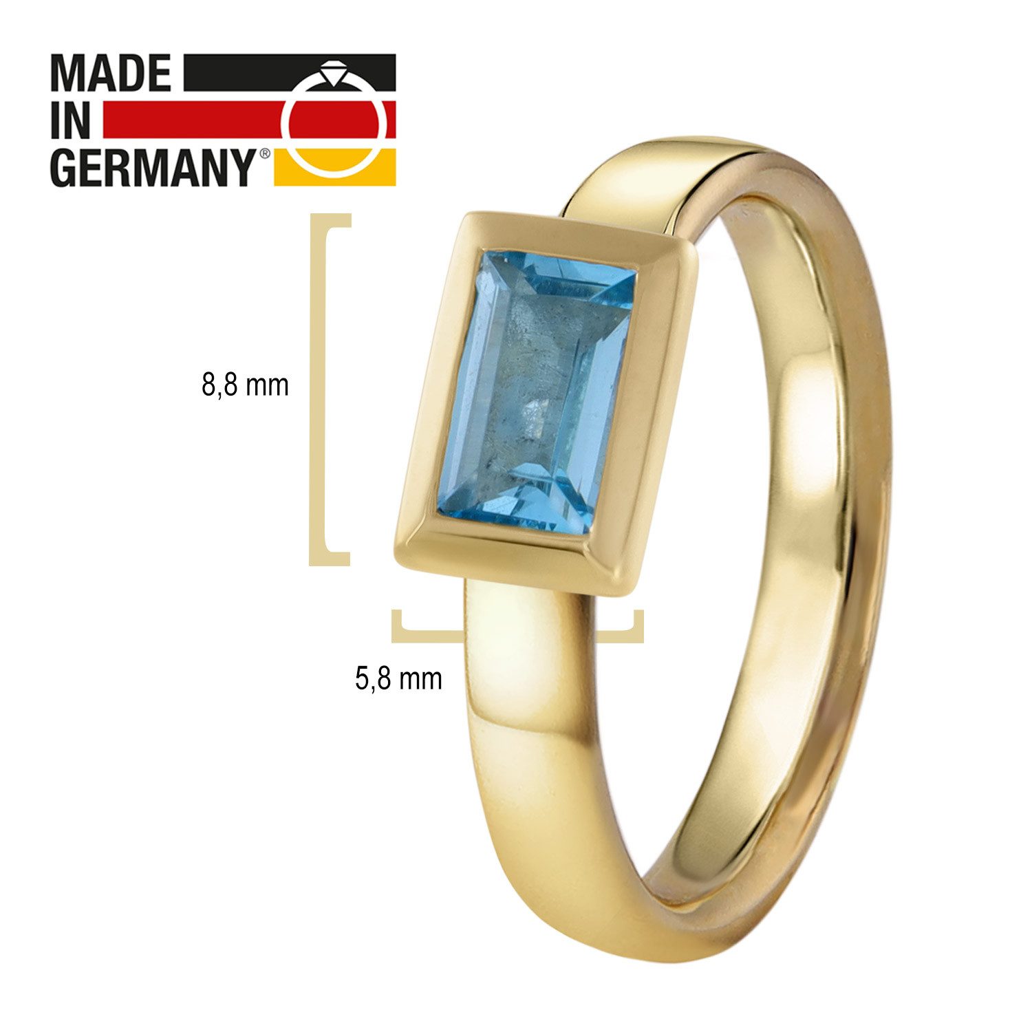 Acalee Goldring Topas Gold 333 / 8K Topas Swiss Blau