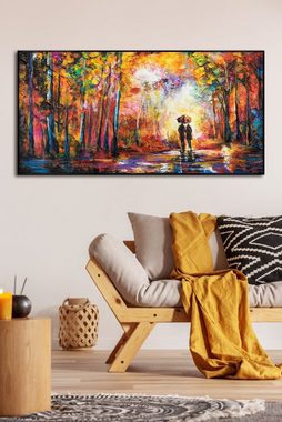 YS-Art Gemälde Erschaffung, Romantisches auf Leinwand Bild Handgemalt Pärchen mit Rahmen