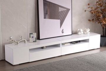 WISHDOR TV-Schrank TV Lowboard Fernsehschrank (Weiß) LED -Licht im 4 farben Transformationsmodus