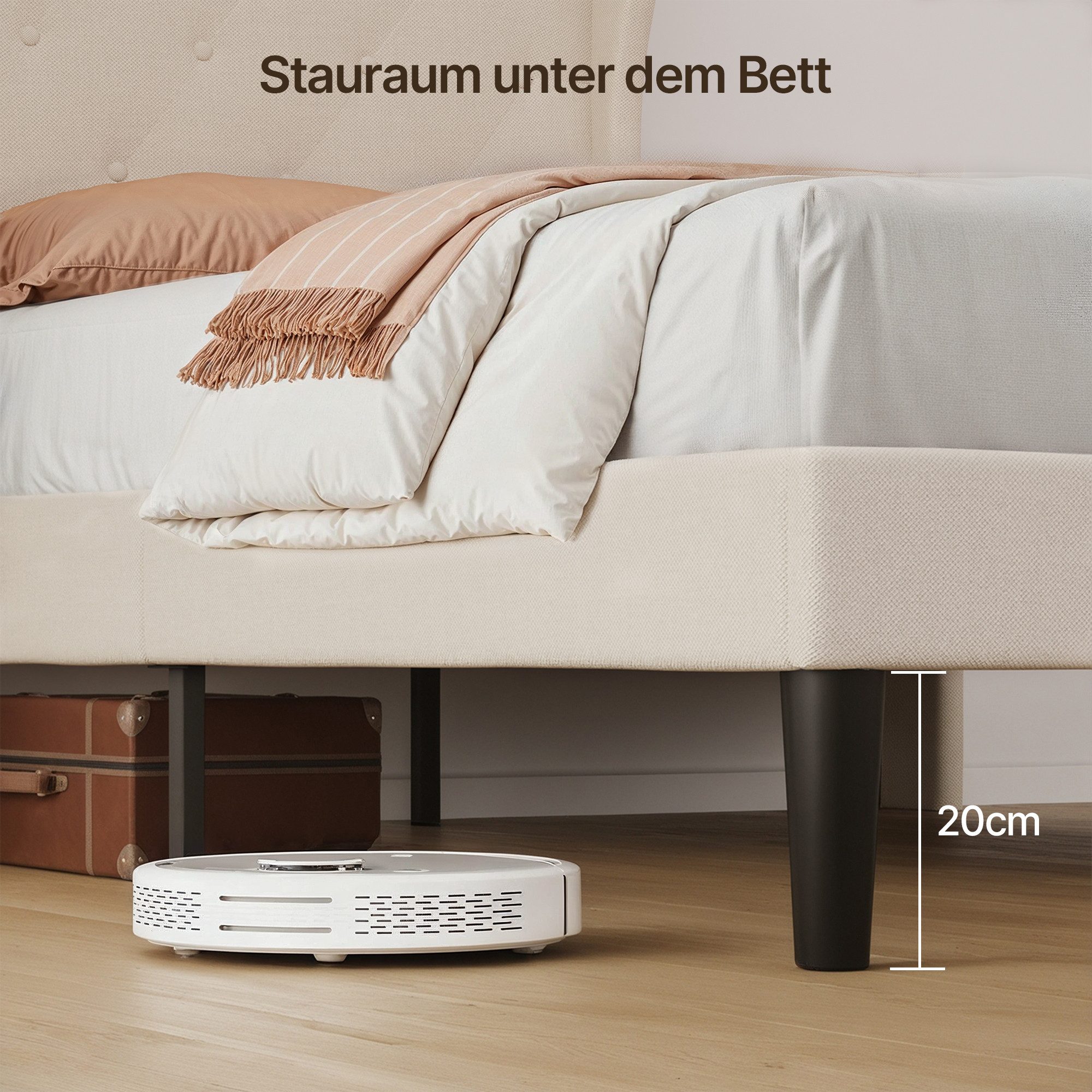 Bealife Bettgestell mit Kopfteil und Lattenrost, Doppelbett, Einzelbett,3 Modelle (90x200, 120x200, 140x200cm)