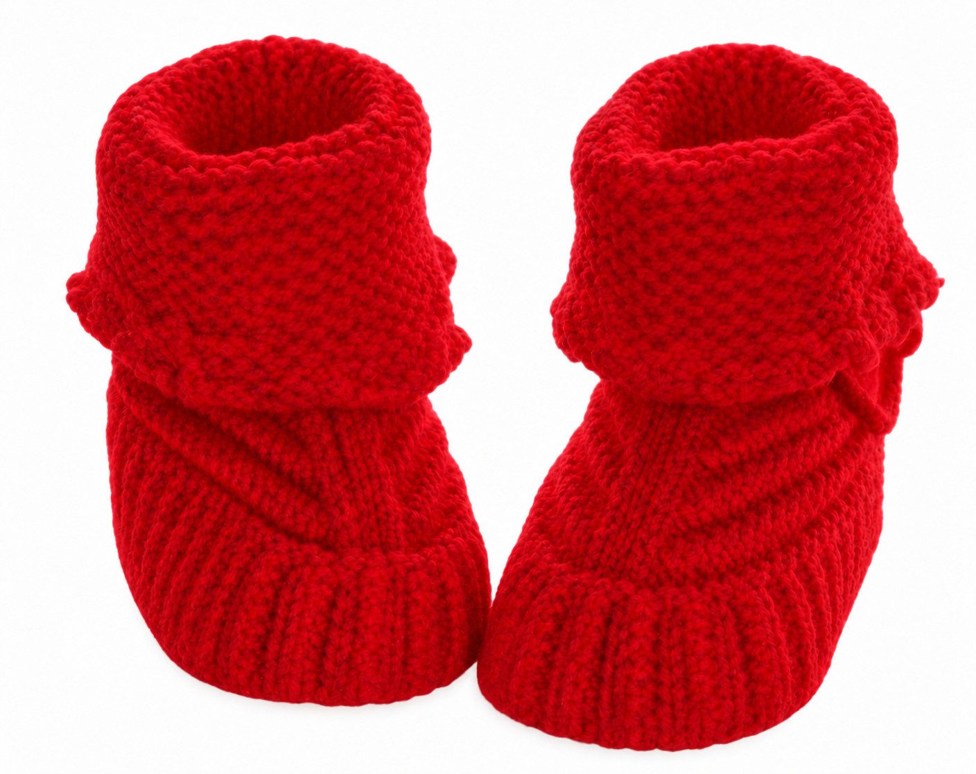 La Bortini Füßlinge Strickschuhe Baby Stricksocken in Rot zu Weihnachten aus Baumwolle, 50 56 62 68