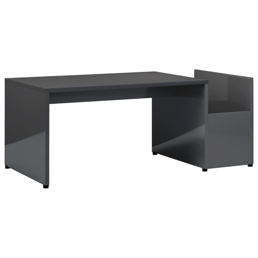 möbelando Couchtisch 3002566 Hochglanz-Grau cm), 90x45x35 in (LxBxH