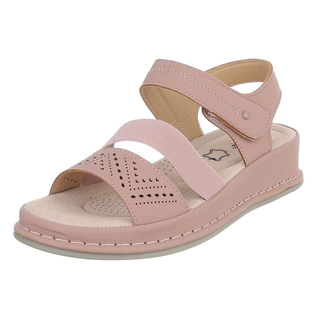 Ital-Design Damen Sandale mit Fersenriemen und Komfortsohle Riemchensandalette (91849615) Keilabsatz/Wedge Keilsandaletten in Altrosa