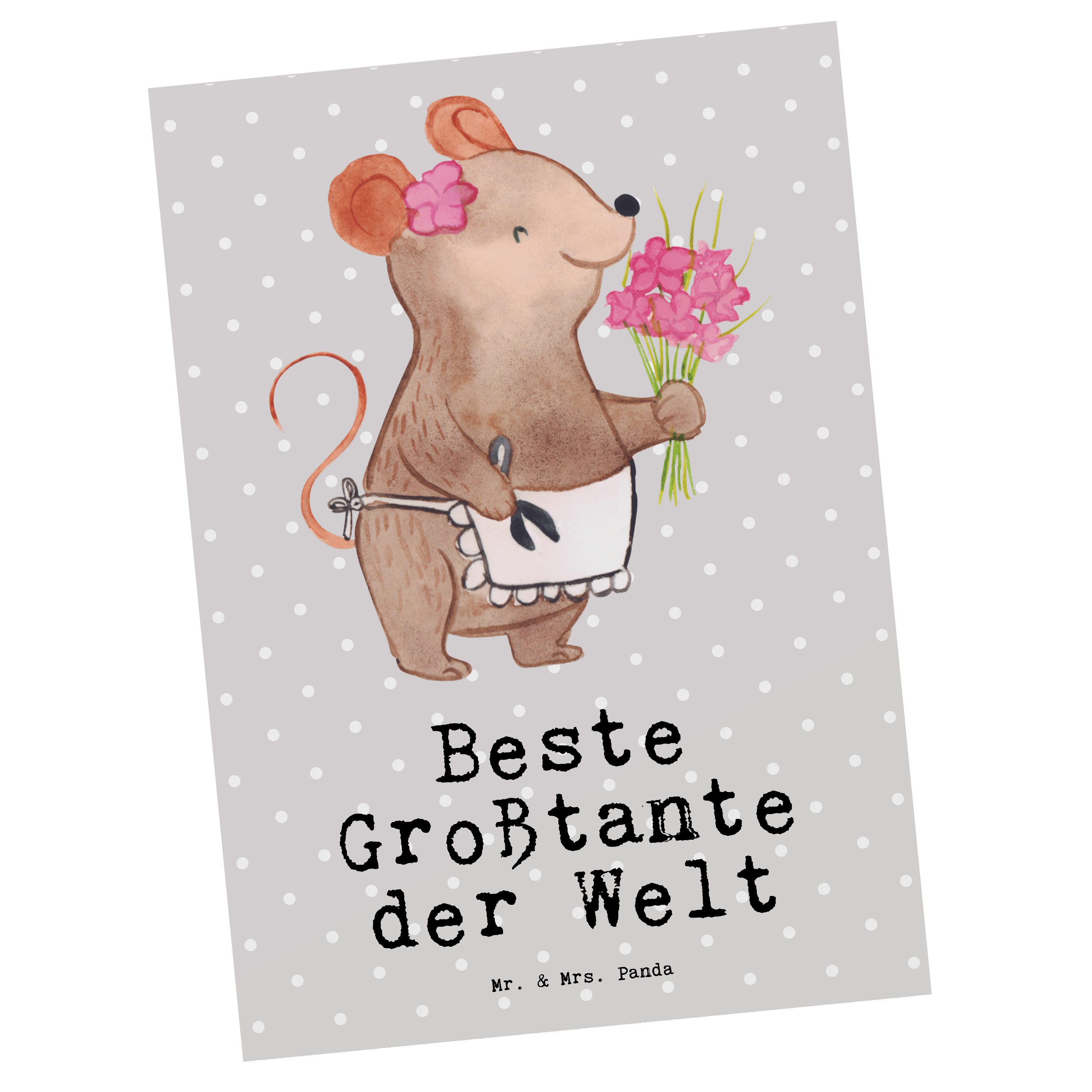 Maus & Grau Panda Welt Postkarte Großtante Pastell Ansichtskart Mr. - Mrs. Beste Geschenk, - der