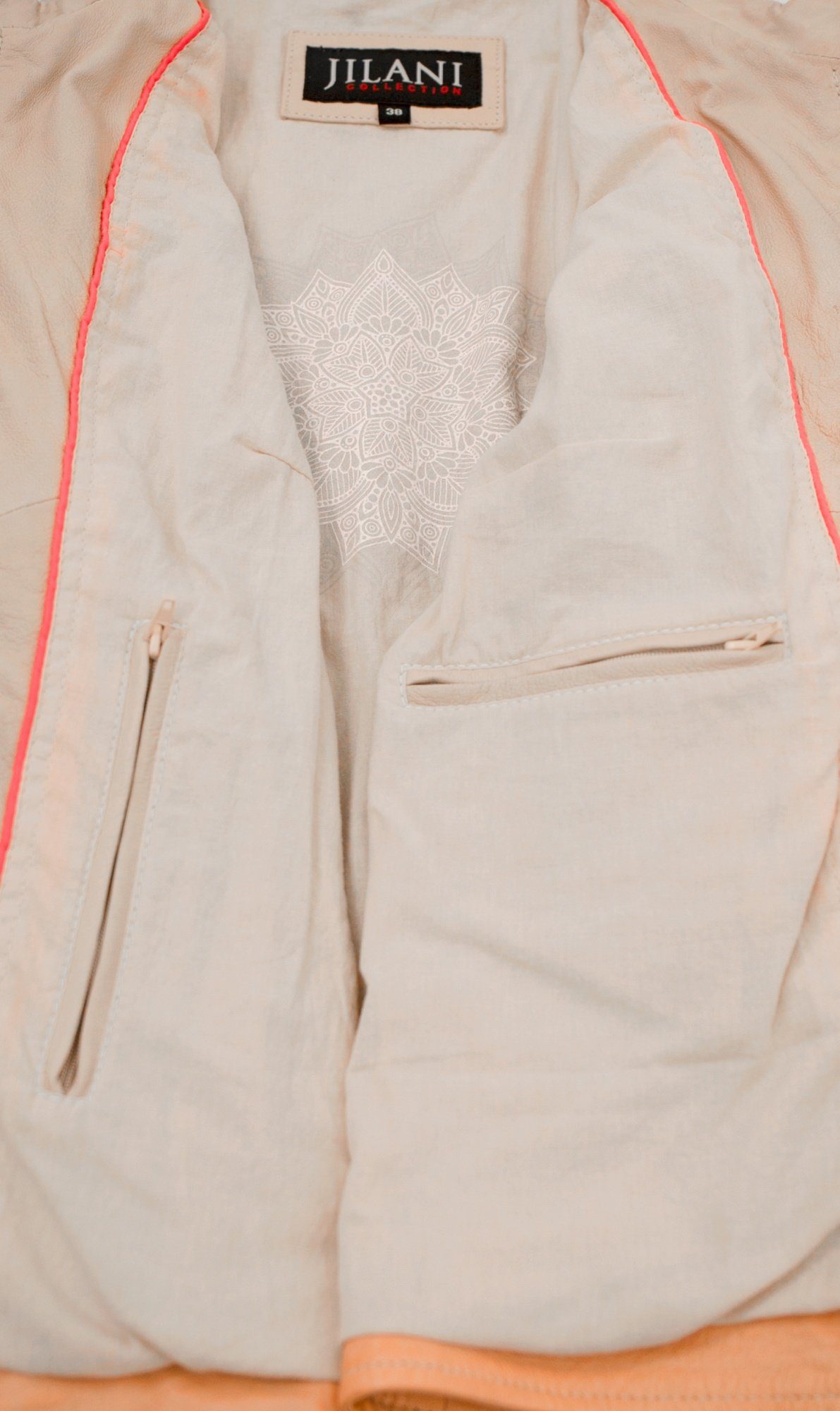 Jilani Lederjacke Fotini Damen creme/ Lederjacke Jilani - Echtleder orange pastell Lammnappa