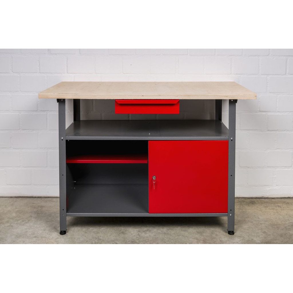 Kreher Werkbank 2er Set aus Metall mit 1 Tür in Rot, (2-tlg)