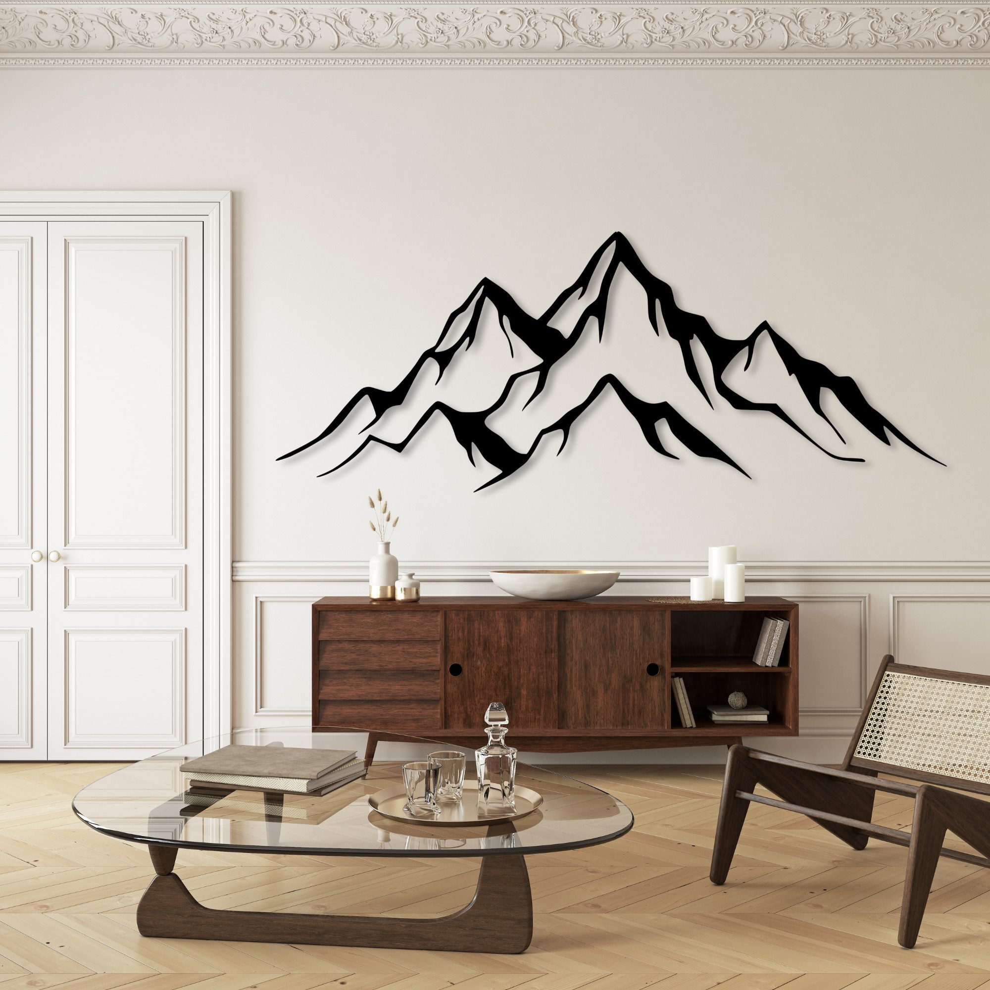 EYOKA Wanddekoobjekt 3D Wandbild aus Holz Wanddeko Moderne Holzkunst 6mm stark (6mm), Wandbild für Wohnzimmer Schlafzimmer Büro mit Doppelseitigem Klebeband