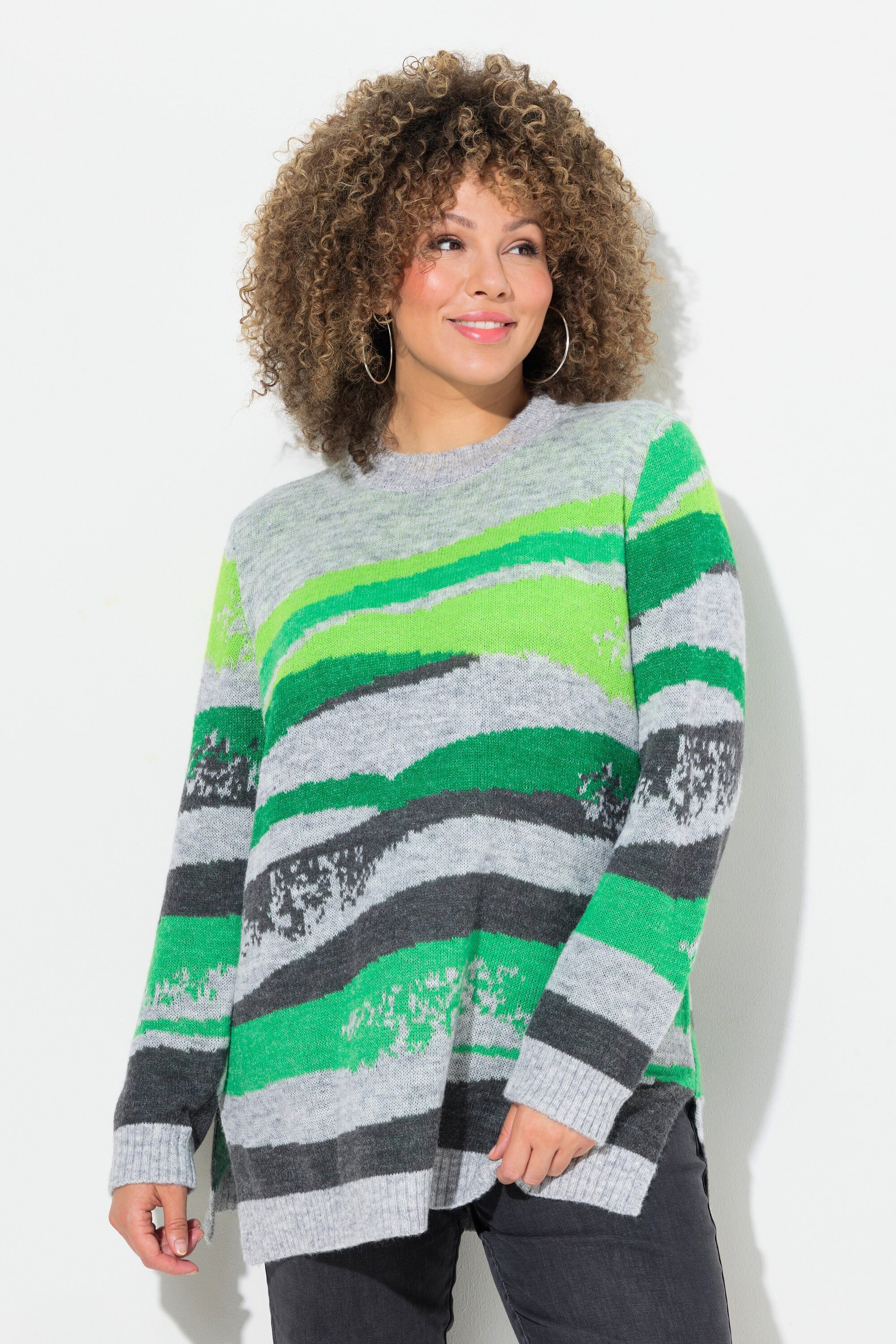 Strickpullover Pullover Strickmuster Rundhals Langarm
