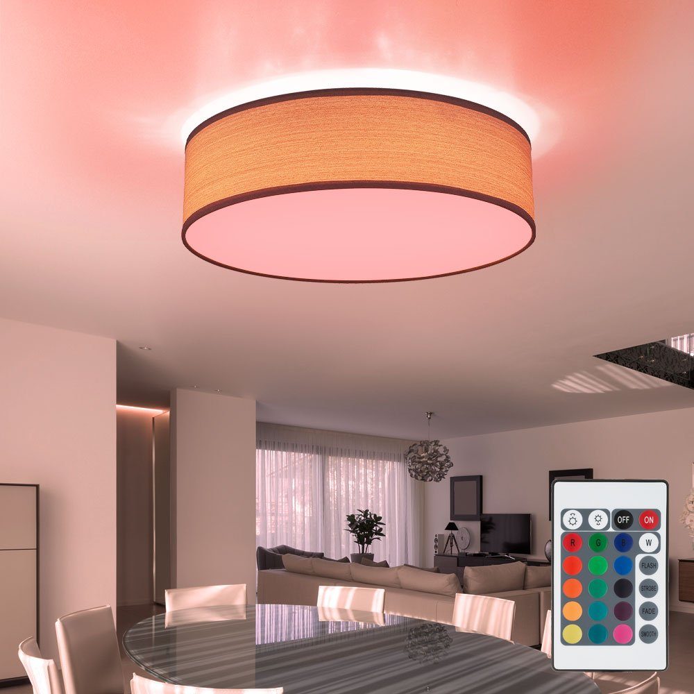 etc-shop LED Deckenleuchte, Leuchtmittel inklusive, Warmweiß, Farbwechsel, Decken Lampe dimmbar Holz Optik Strahler Leuchte grau