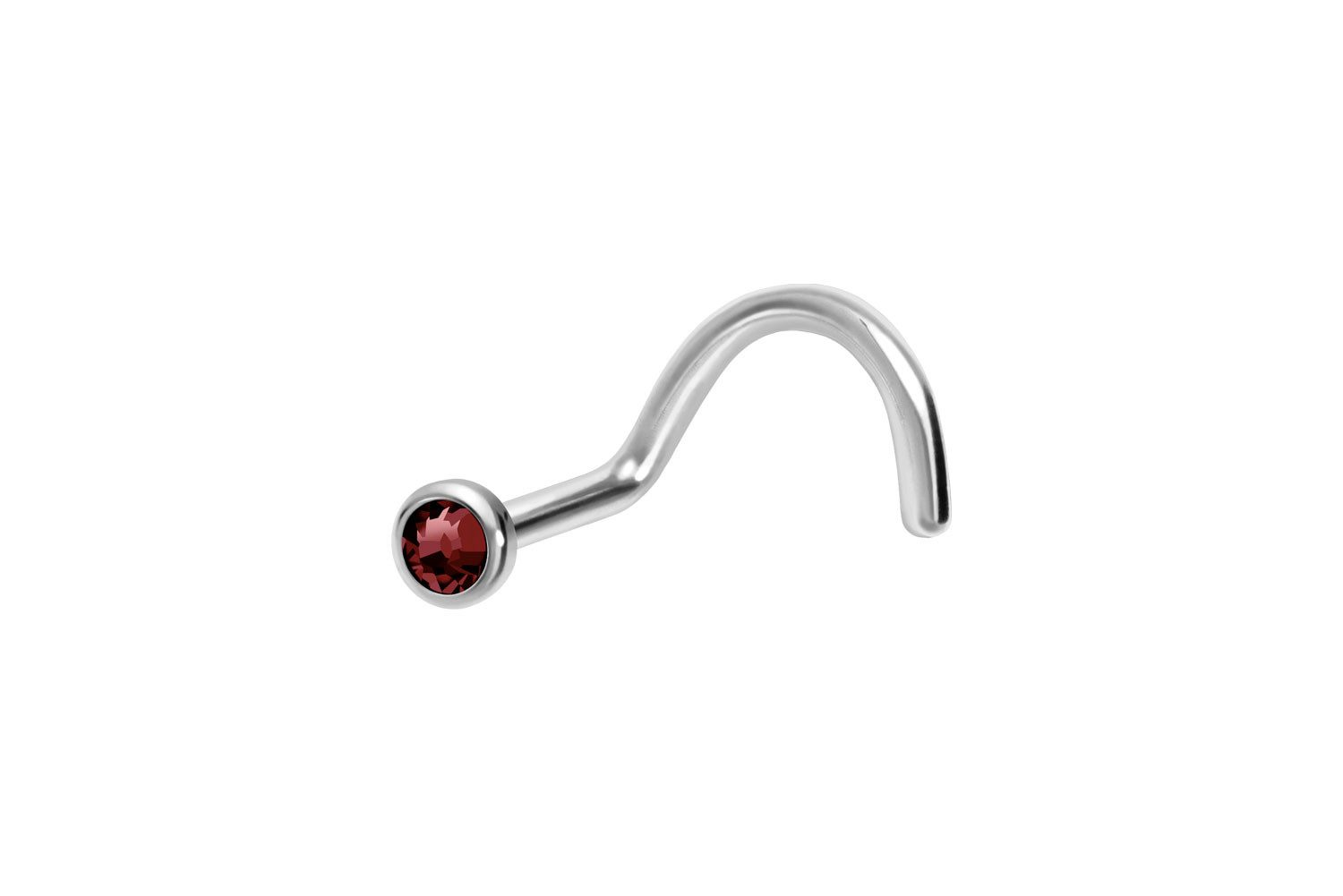 PIERCINGLINE Nasenpiercing Titan Nasenstecker Spirale FLACHE KRISTALLDISC (Nasenstecker, 1-tlg)