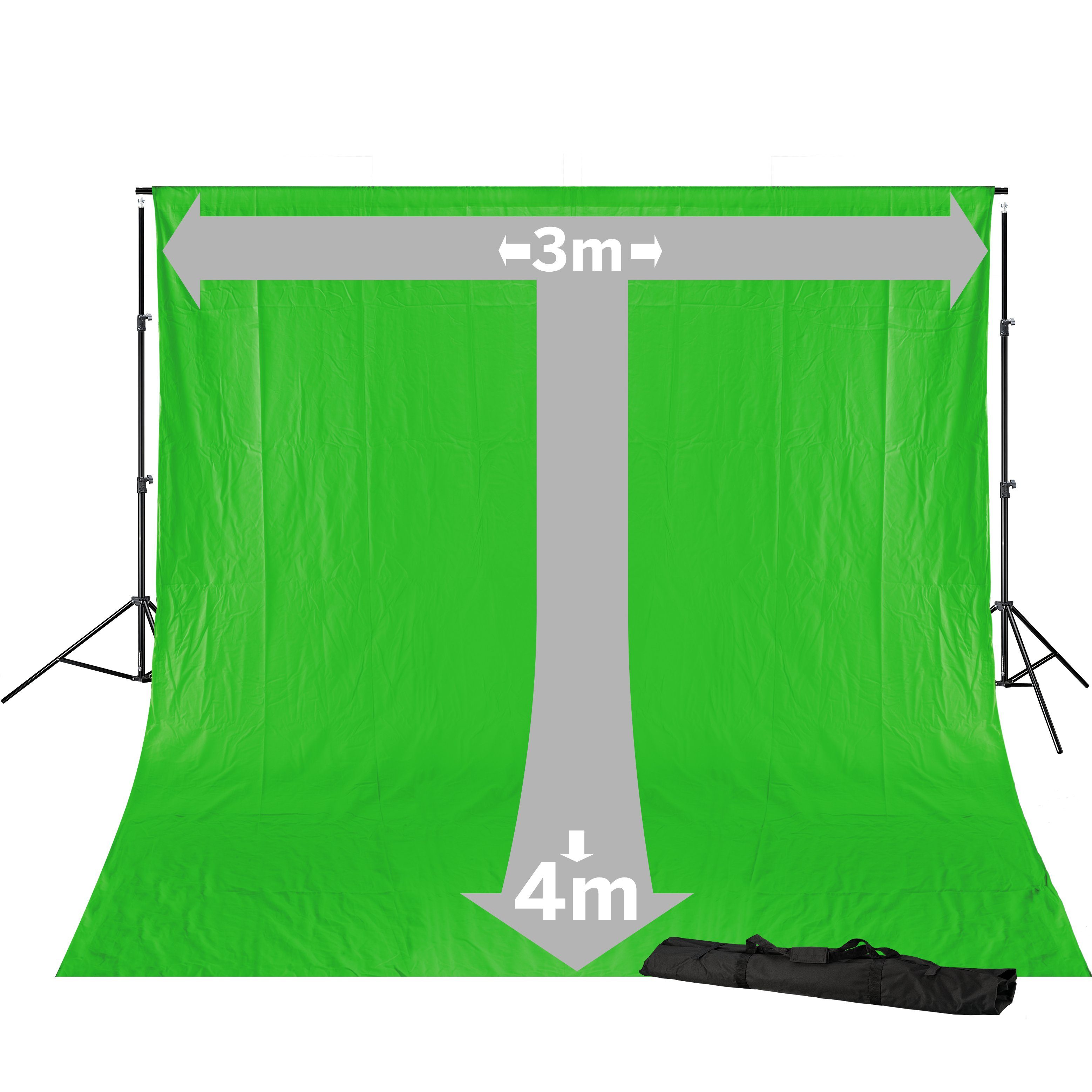 3 BR-D23 Grün x 4m Chromakey + Hintergrundstoff Aufhängesystem Hintergrundsystem BRESSER