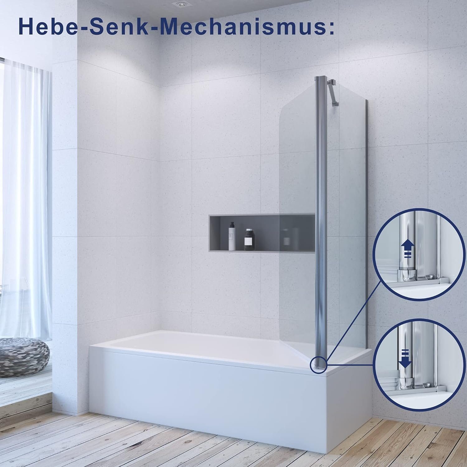 AQUABATOS Badewannenaufsatz mit Seitenwand Duschtrennwand Duschwand Badewan günstig online kaufen