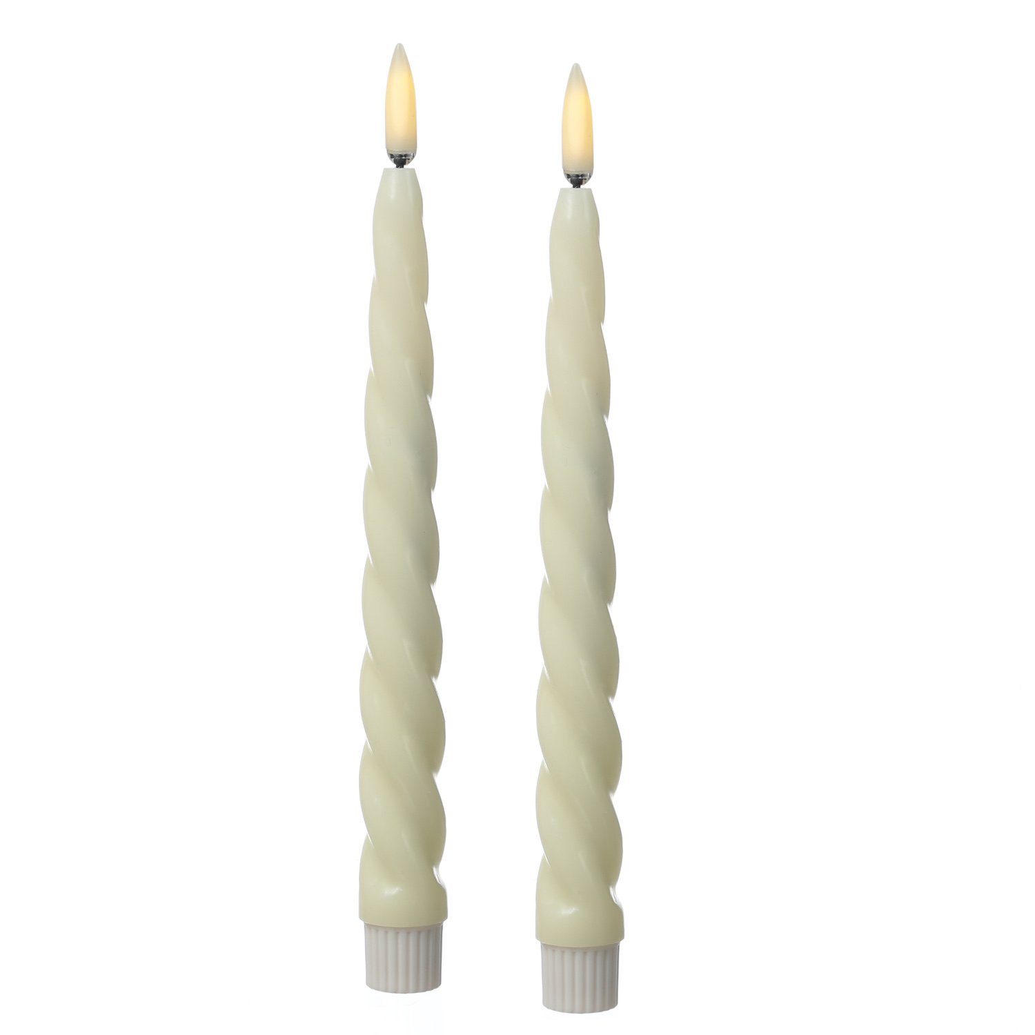 MARELIDA LED-Kerze LED Stabkerzen Twist Tafelkerzen gedreht Echtwachs H: 25cm creme 2St, LED Classic, warmweiß (2100K bis 3000K) – Bild 2 von 3
