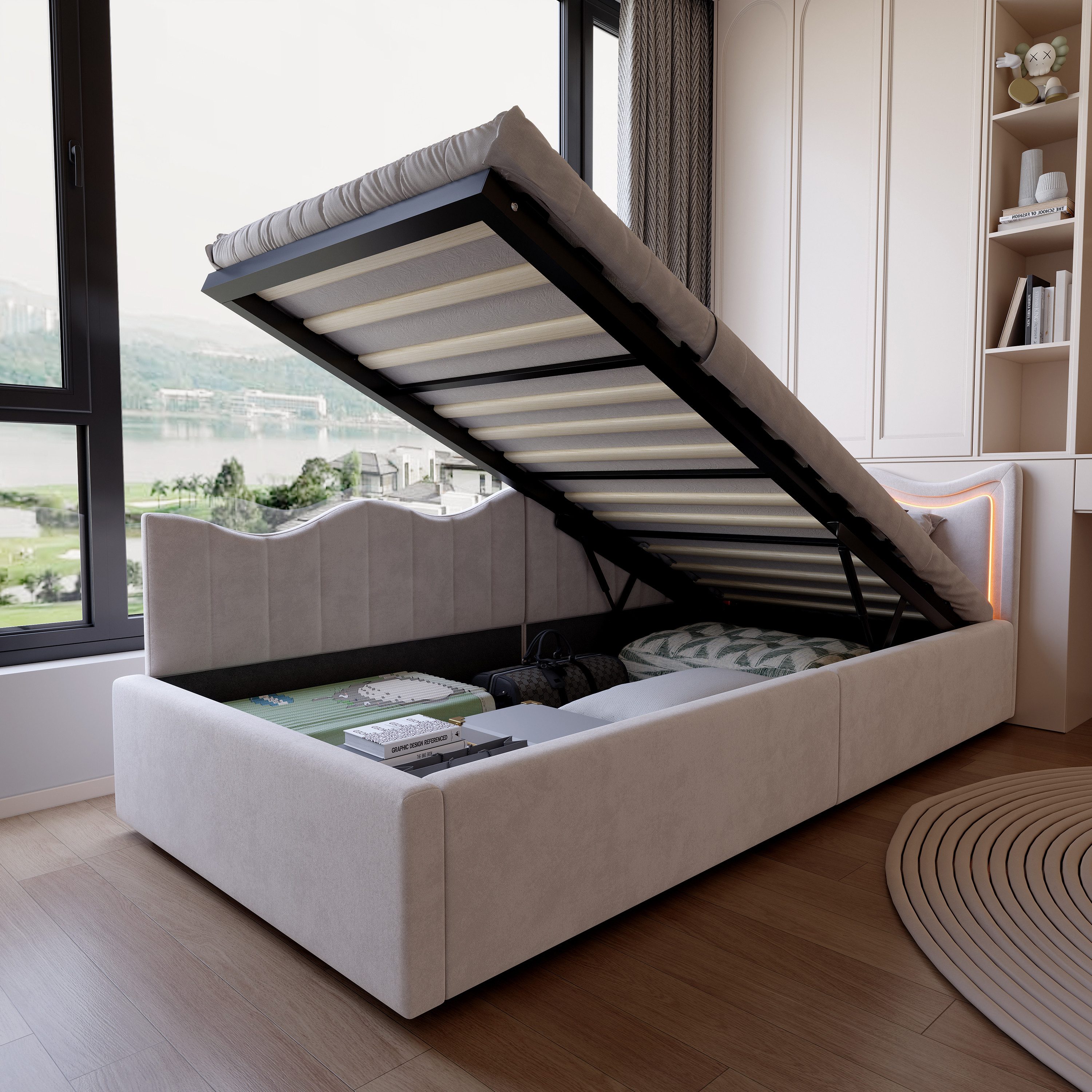 PXloue Polsterbett Schlafsofa Daybett (hydraulischem Stauraum), Jugendbett günstig online kaufen