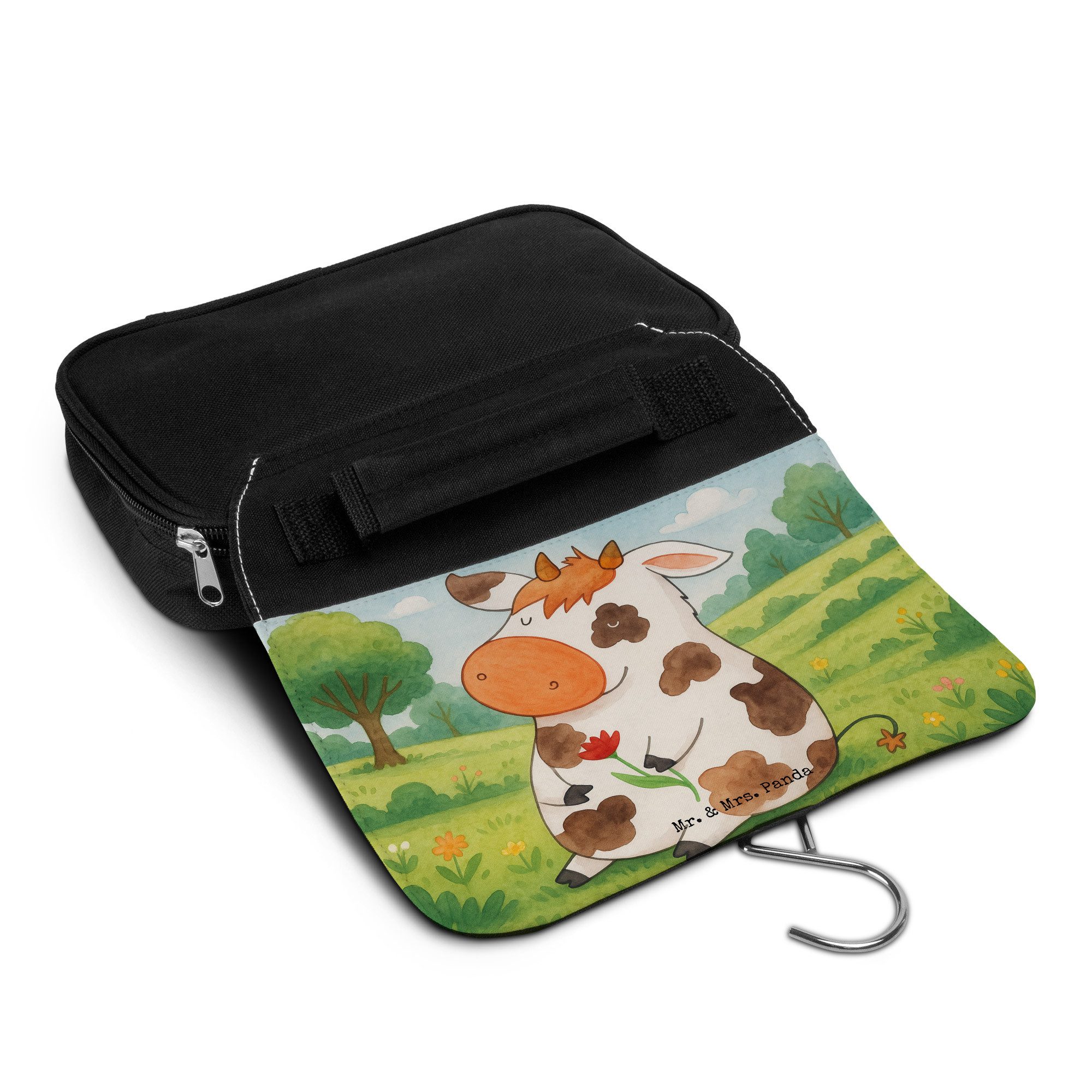 Mr. & Mrs. Panda Kulturbeutel Kuh Design, Waschbeutel, Weiß, Kühe, Milch, beauty case, Bauernhof, b (Packung), beautycase beauty case Bauernhof