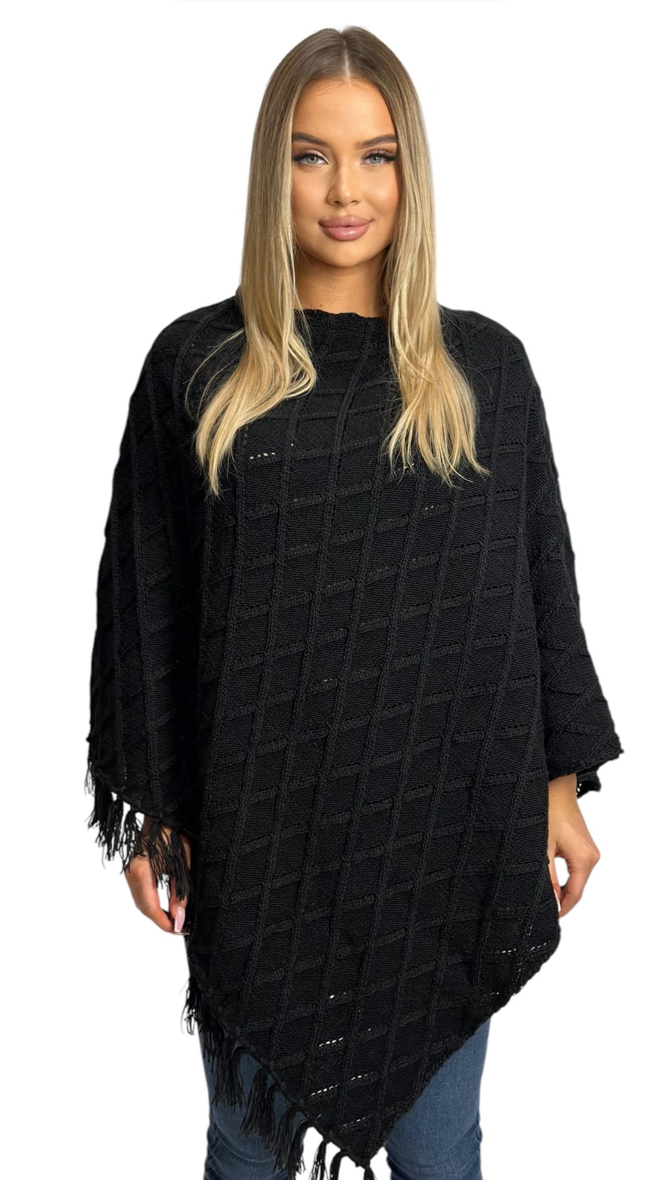 Mississhop Strickponcho Damen Poncho Cape Überwurf Strickponcho M.3014