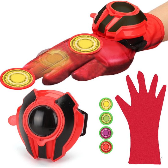 Kind Ja Blaster Spider-Man-Werfer Sender Schild Katapult Spielzeug für draußen Spider-Man Spielzeug mit 4 Rundkopfpfeilen und Handschuhen