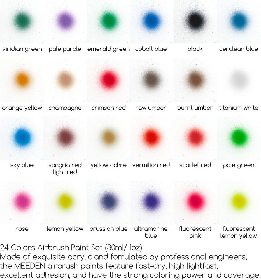 Thumbnail - TSE Acrylfarbe MEEDEN Airbrush Farben 12er/ 24er/ 60er Set – Perfekte Farben