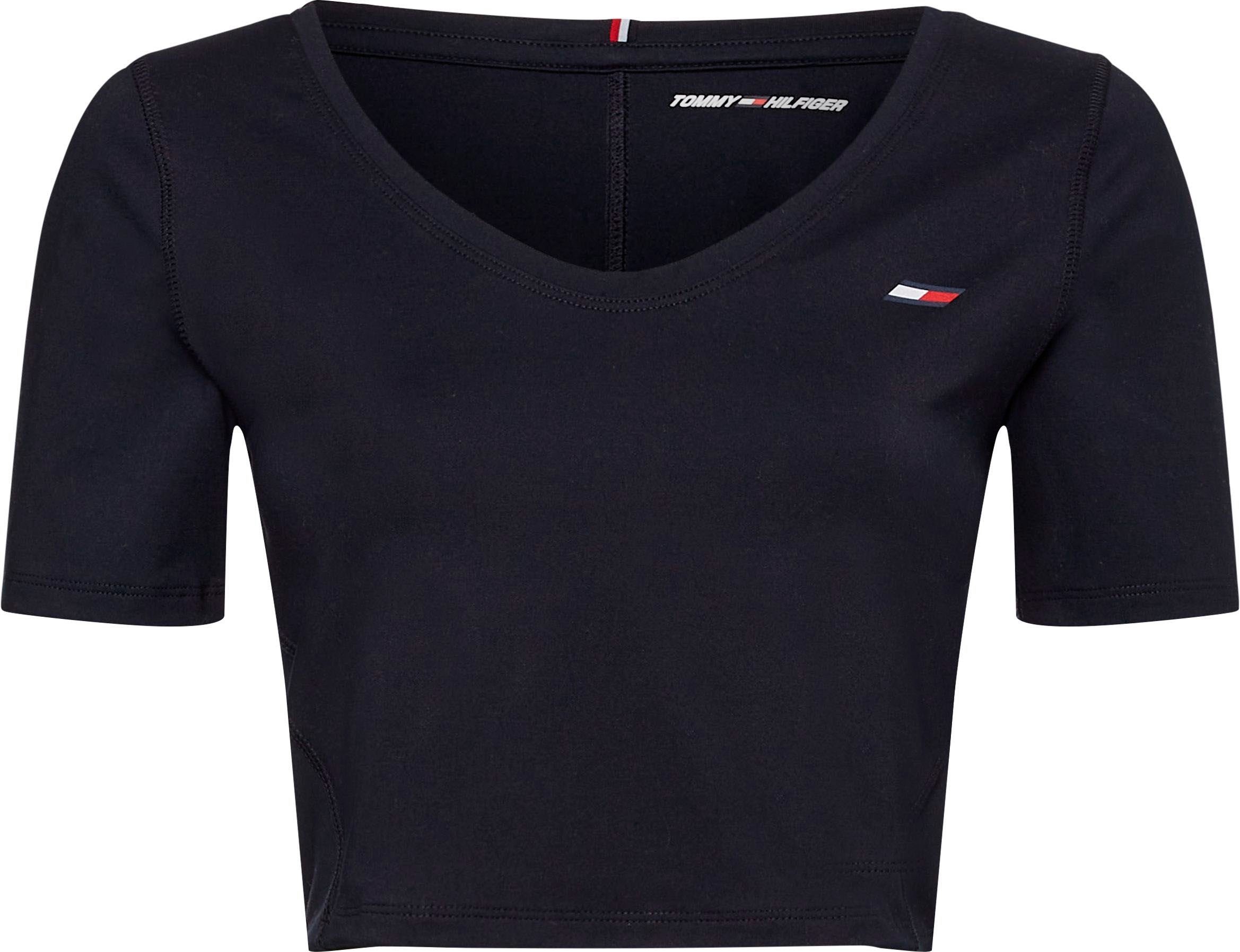 Tommy Sport Sport CROPPED Markenlabel FITTED T-Shirt mit TEE Hilfiger Tommy Hilfiger