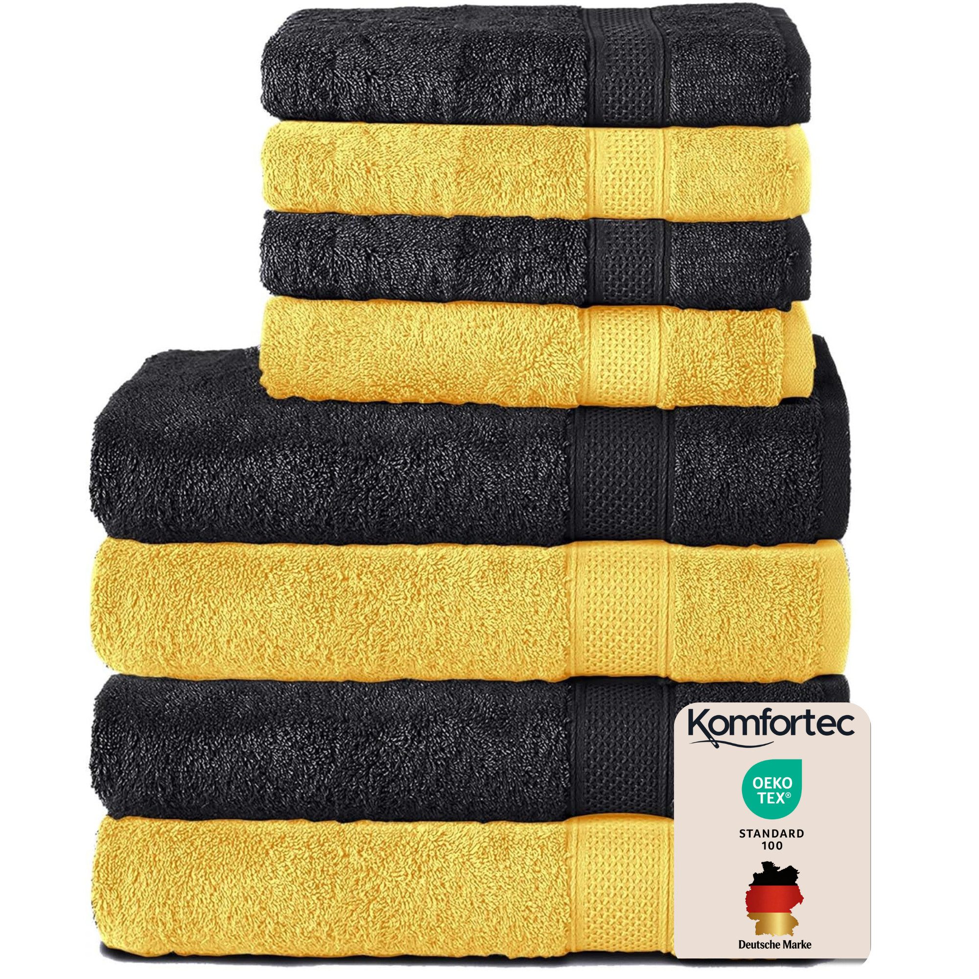 Komfortec Handtuch Set aus 100% Baumwolle, 4 Handtücher 50x100 cm und 4 Badetücher 70x140 cm, Frottee (Packung, 8-St), Duschtücher & Badehandtuch, Weich, Towel, Groß
