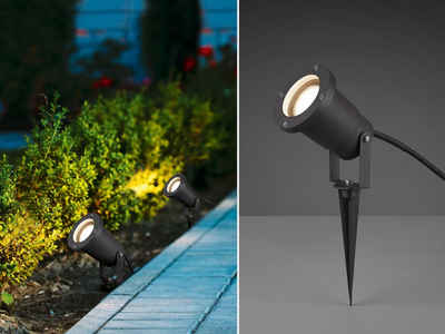 meineWunschleuchte LED Gartenstrahler, LED wechselbar, Warmweiß, Erdspieß-strahler Garten beleuchten Gartenleuchten Strom IP 65, H 11cm