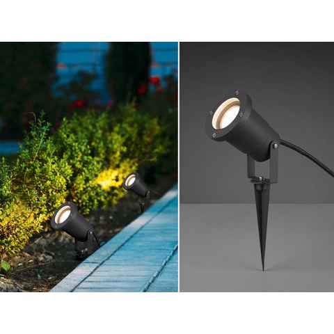 meineWunschleuchte LED Gartenstrahler, LED wechselbar, Warmweiß, Erdspieß-strahler Garten beleuchten Gartenleuchten Strom IP 65, H 11cm