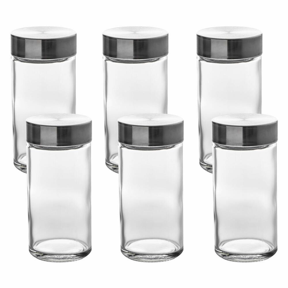 5five Simply Smart Gewürzbehälter Gewürzgläser-Set 6-tlg., Glas, Edelstahl, Kunststoff (PP), (Set, 6-tlg)