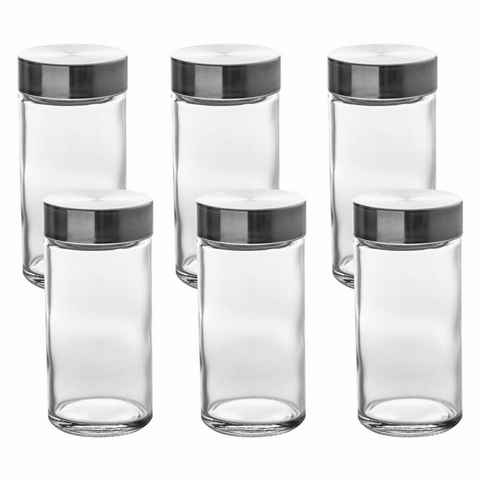 5five Simply Smart Gewürzbehälter Gewürzgläser-Set 6-tlg., Glas, Edelstahl, Kunststoff (PP), (Set, 6-tlg)