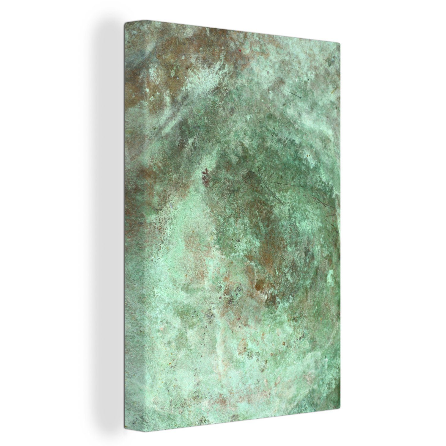 OneMillionCanvasses® Leinwandbild Kupferfarbener Hintergrund mit Patina, (1 St), Leinwandbild fertig bespannt inkl. Zackenaufhänger, Gemälde, 20x30 cm