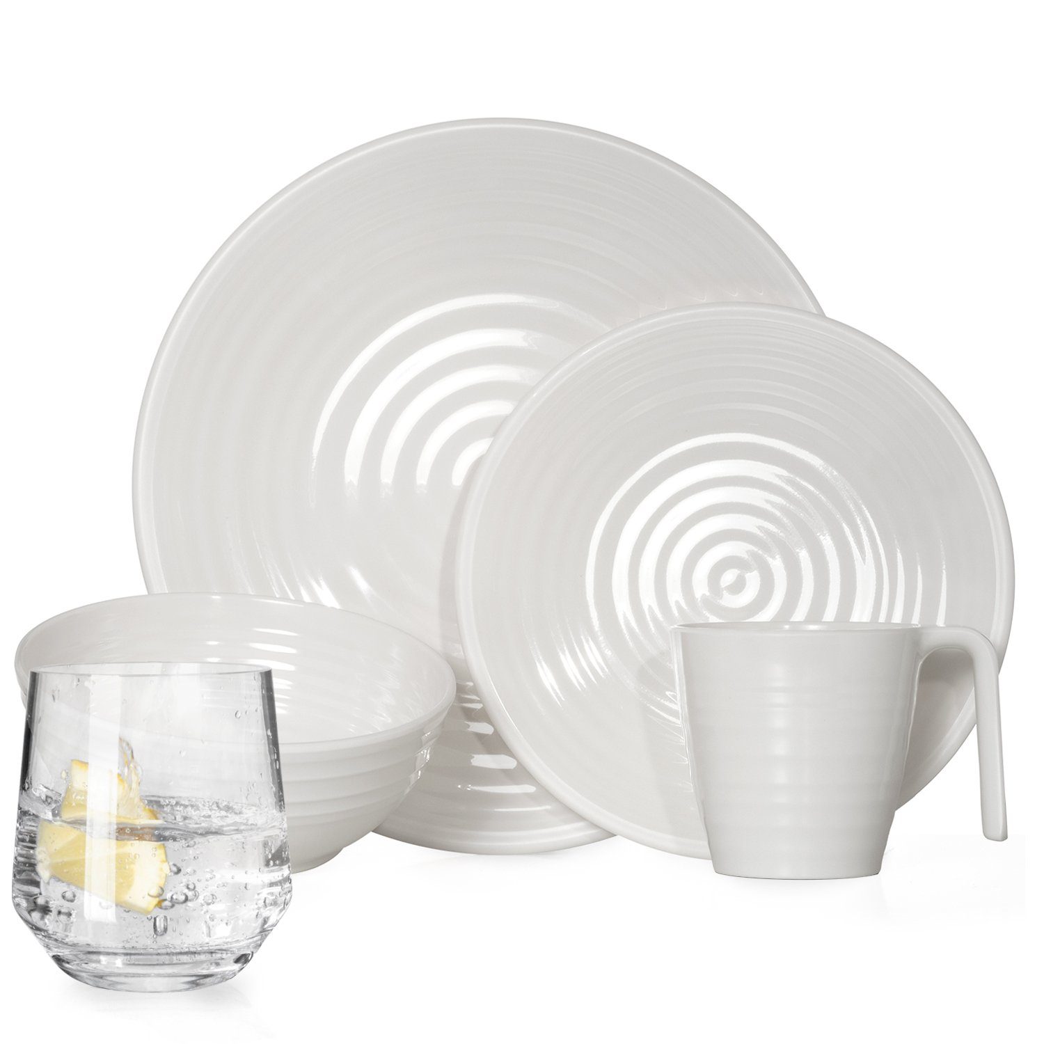 Moritz Geschirr-Set Melamin Camping Geschirr Crema + Milano Wasser Gläser