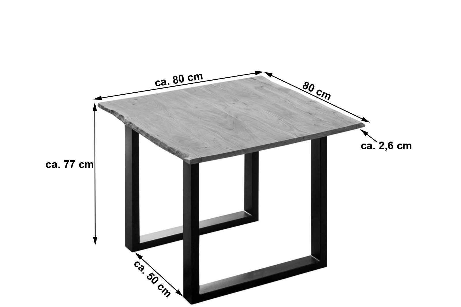 SAM® Baumkantentisch Laurina, echte Baumkante, stonefarben, Akazienholz massiv, Tischstärke 26mm