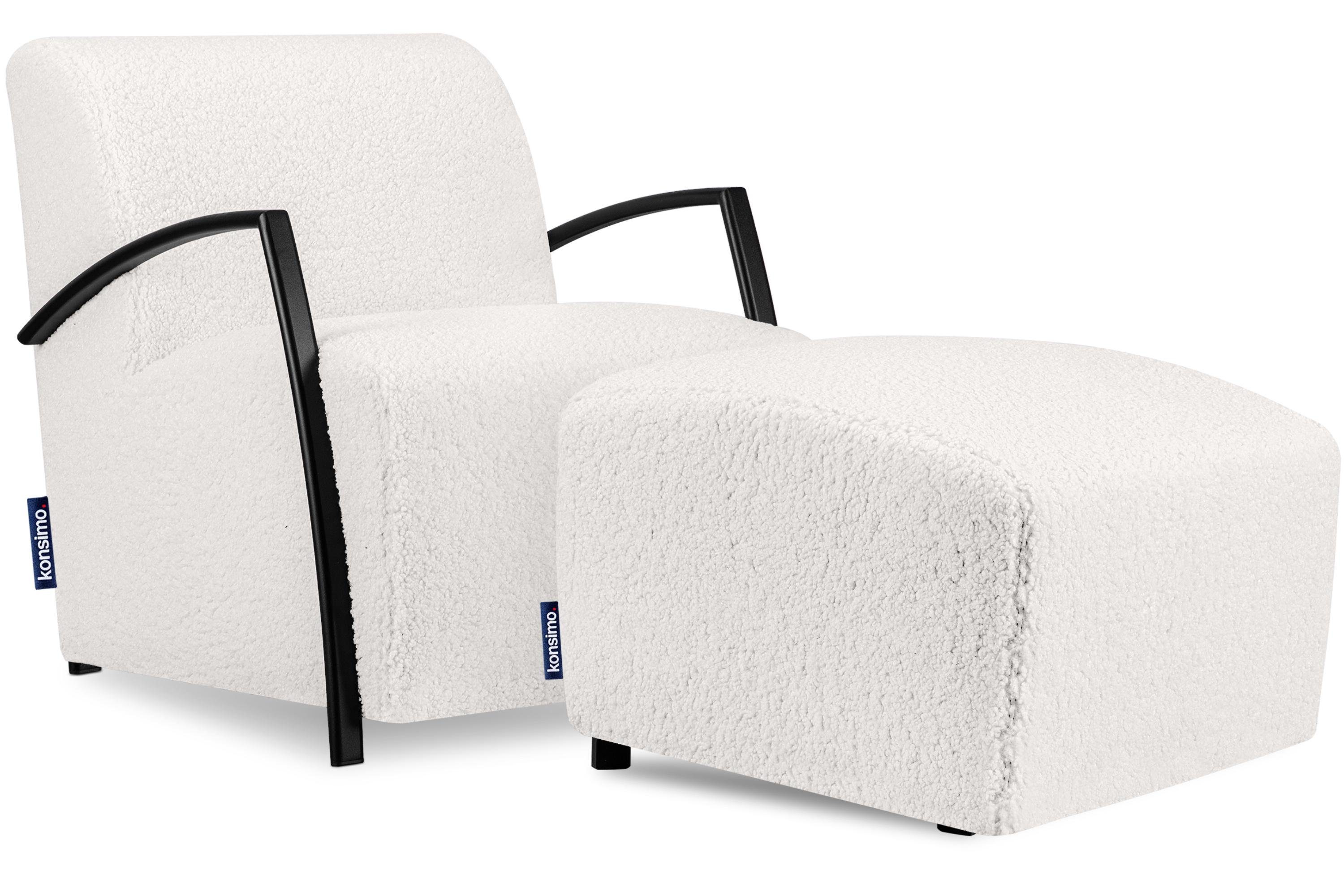 KONSIMO® Cocktailsessel CARO Sessel mit Hocker (Relaxsessel mit Hocker), mit gewellter Feder im Sitz,ergonomische Form für bequemes Sitzen