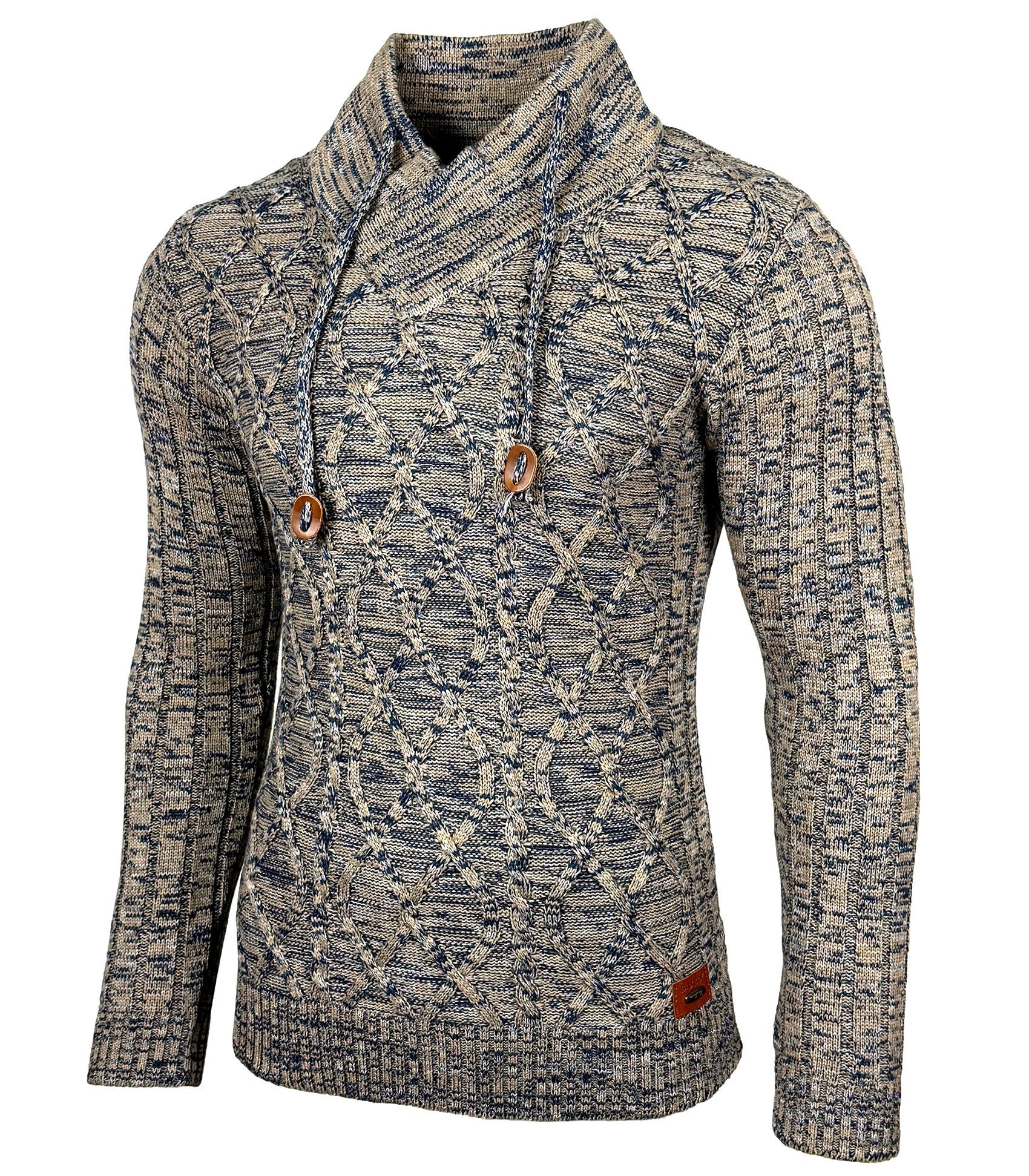 Baxboy Strickpullover Baxboy Herren Meliert Pullover Stehkragen Winter-Frei günstig online kaufen