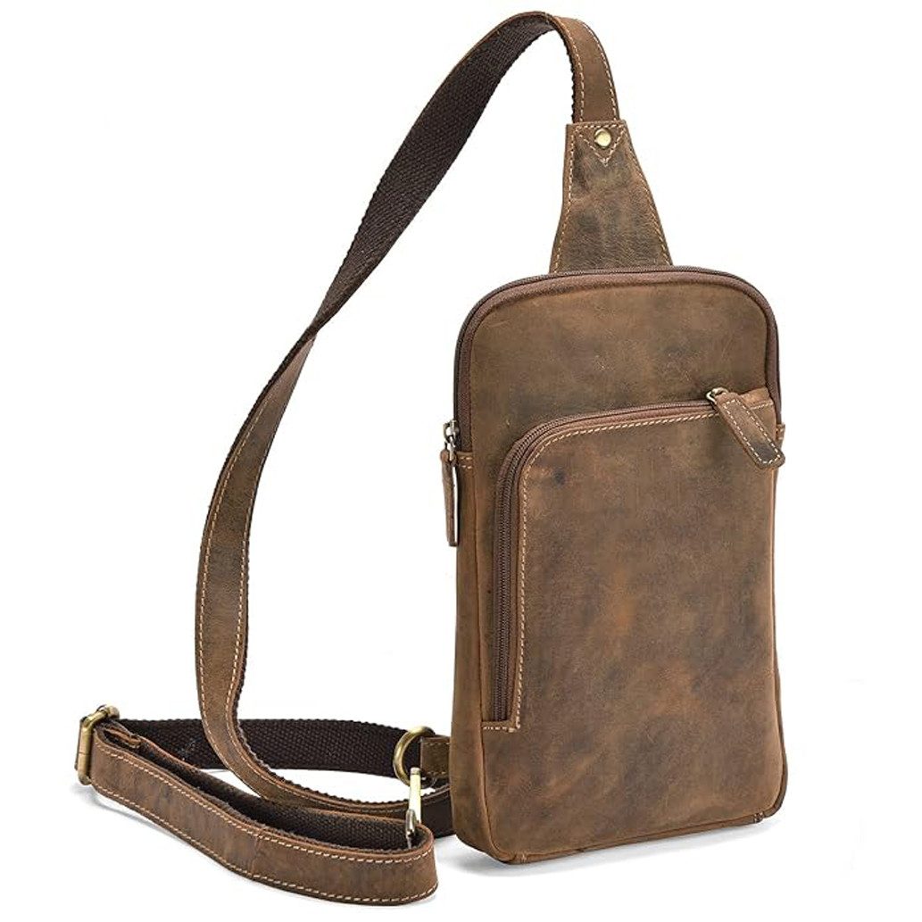 ALMADIH Umhängetasche Leder Herren Brusttasche DARIO Ledertasche – Kompakte Messenger – Bild 2 von 5