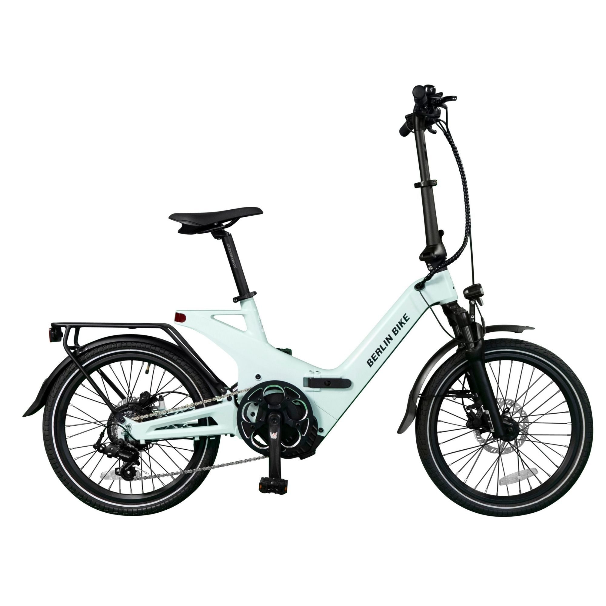 BERLIN BIKE E-Bike Klapprad 2GO - 20 Zoll E-Klapprad, 7 Gang Shimano, Bafang Hinterradnabenmotor, 378 Wh, (Ideal für Fahrer von 150 cm bis 185 cm Körpergröße), mit integriertes Display und Premium‑Service