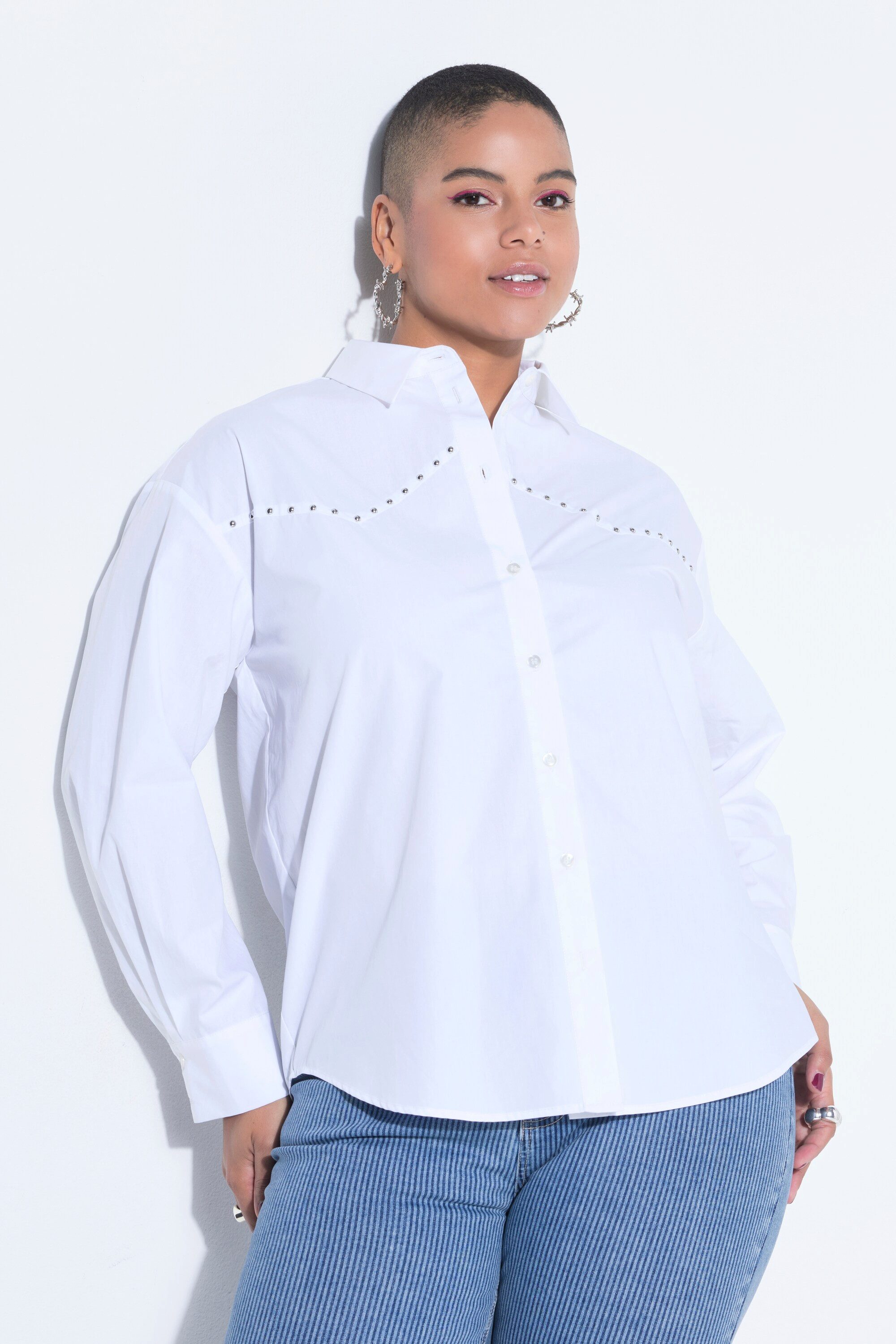 Hemdbluse Hemdbluse Oversize Shape Ziernieten