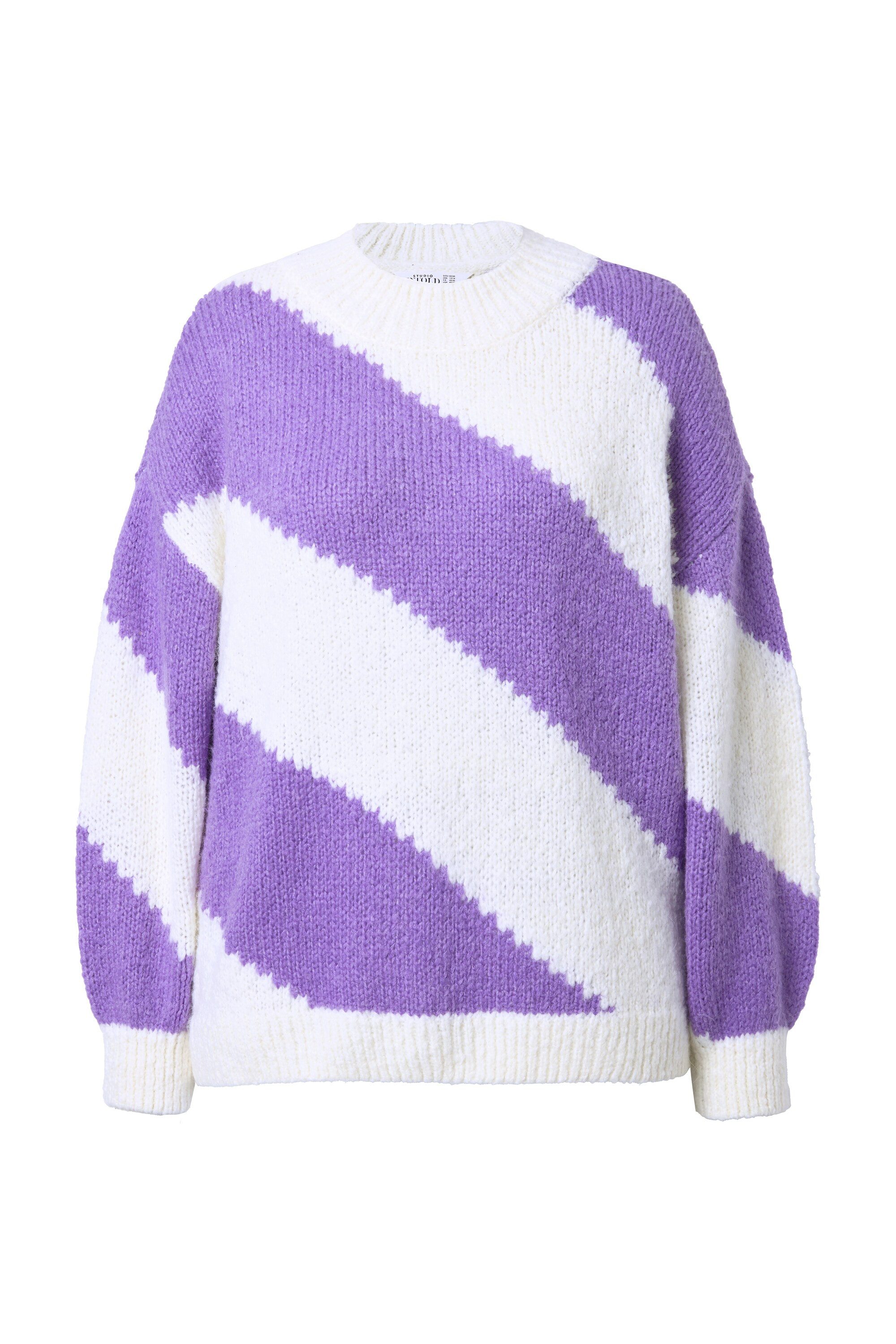 Studio Untold Strickpullover Pullover Oversize Shape diagonale Blockstreife günstig online kaufen