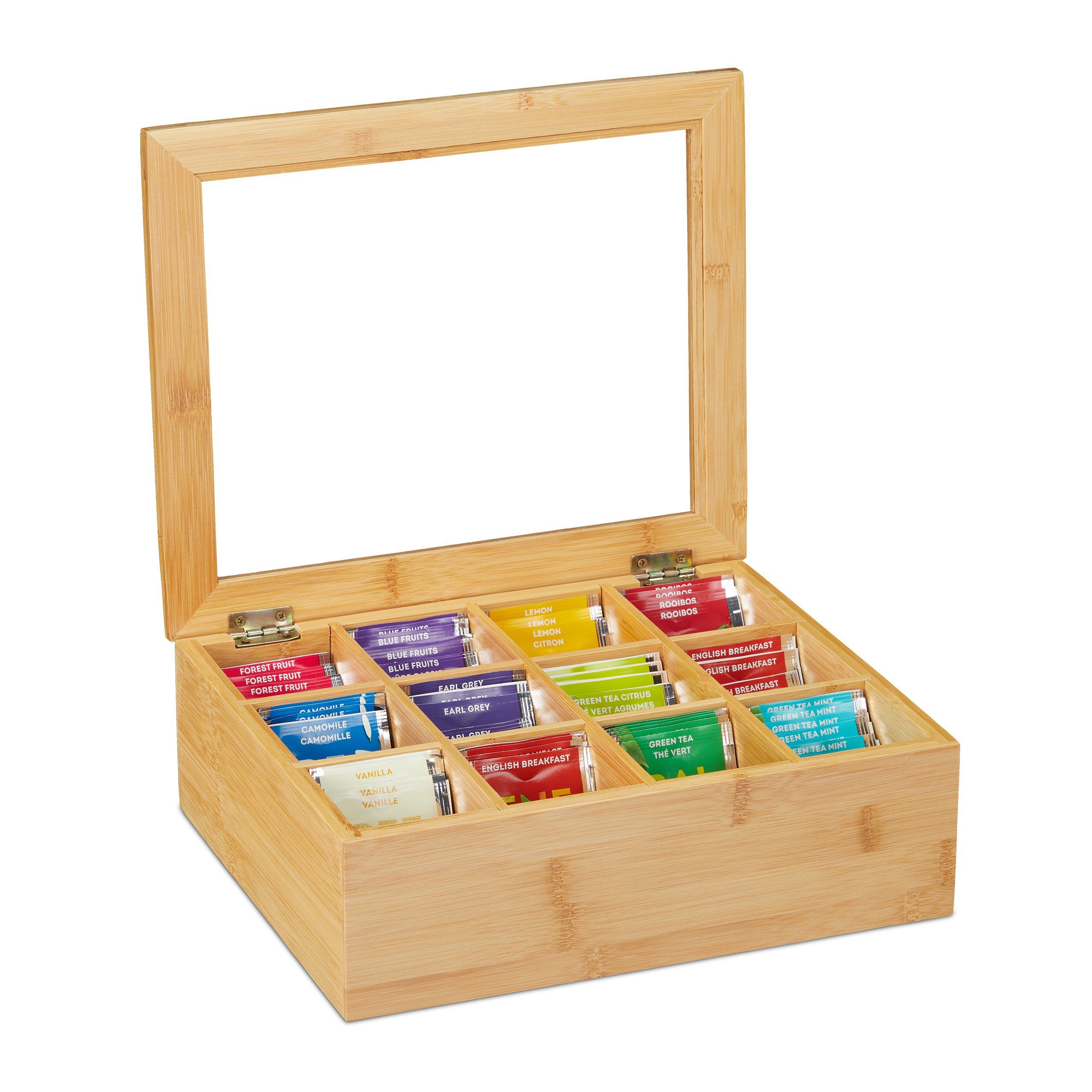 relaxdays Teebox Bambus, Bambus