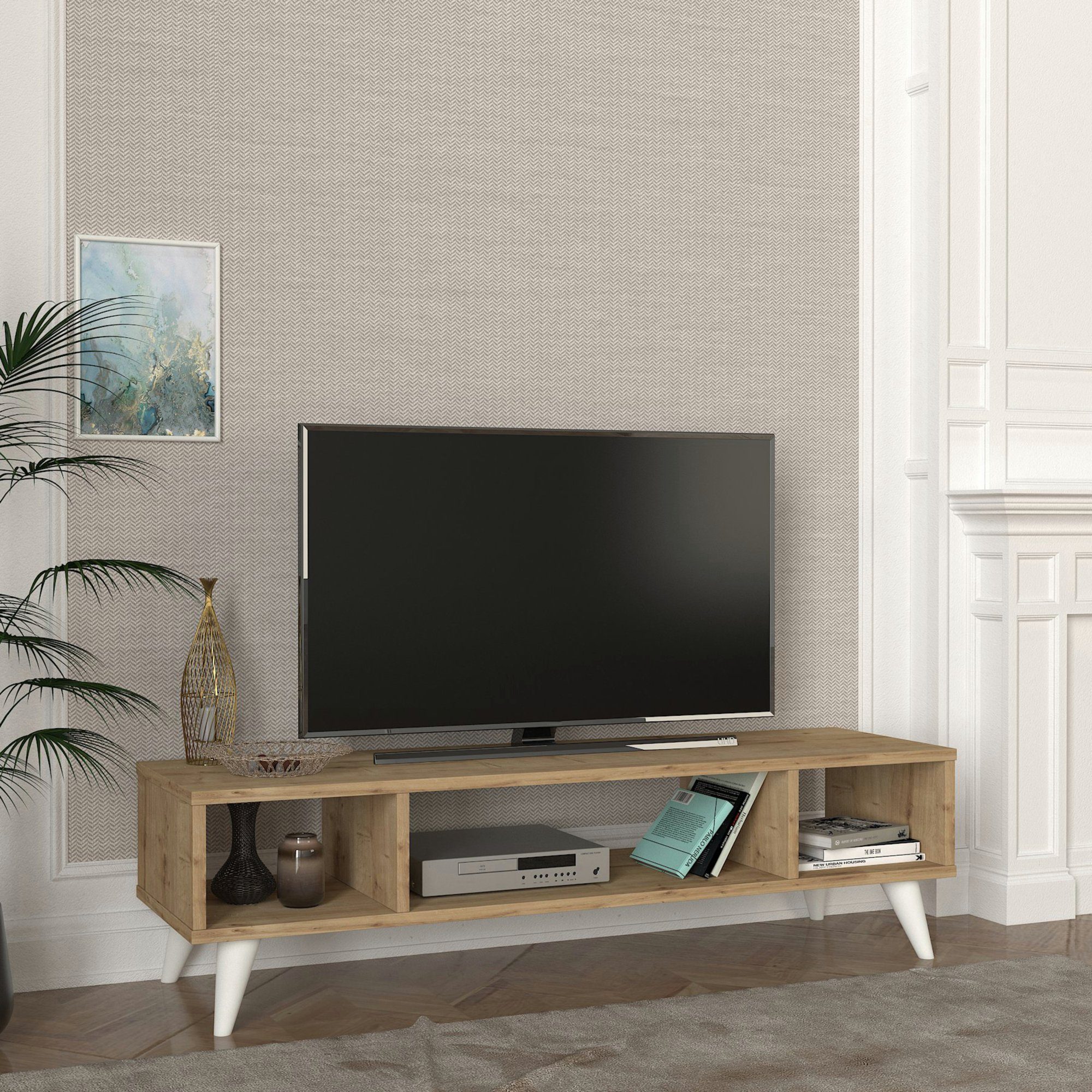 Saphir-Eichenoptik 120x35x40cm »Sottunga« Fernsehtisch TV-Schrank en.casa