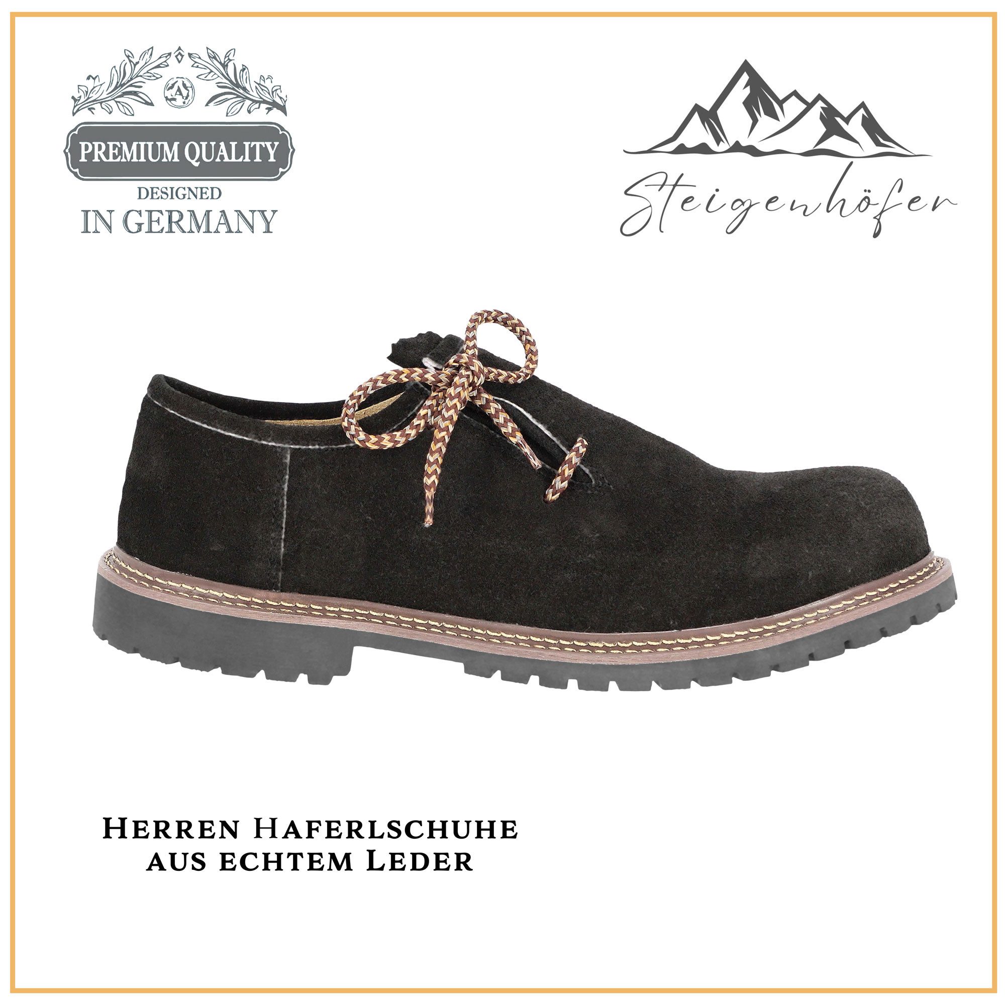 Steigenhöfer Manufaktur Trachtenschuhe Herren - Florian - Echtes Wildleder - Optimale Passform Haferlschuh Echtleder Herrenschuhe fürs Oktoberfest und Feierlichkeiten