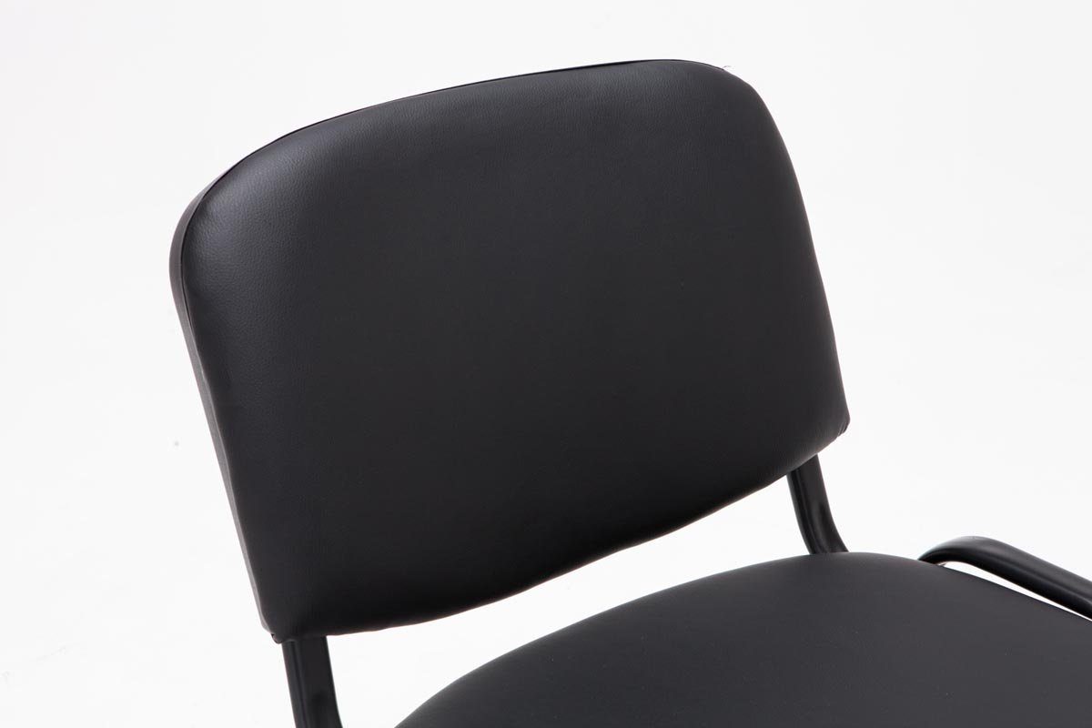 mit Metall (Besprechungsstuhl schwarz - Messestuhl), schwarz TPFLiving Polsterung Konferenzstuhl - - Warteraumstuhl Sitzfläche: Besucherstuhl Keen Gestell: - matt Kunstleder hochwertiger