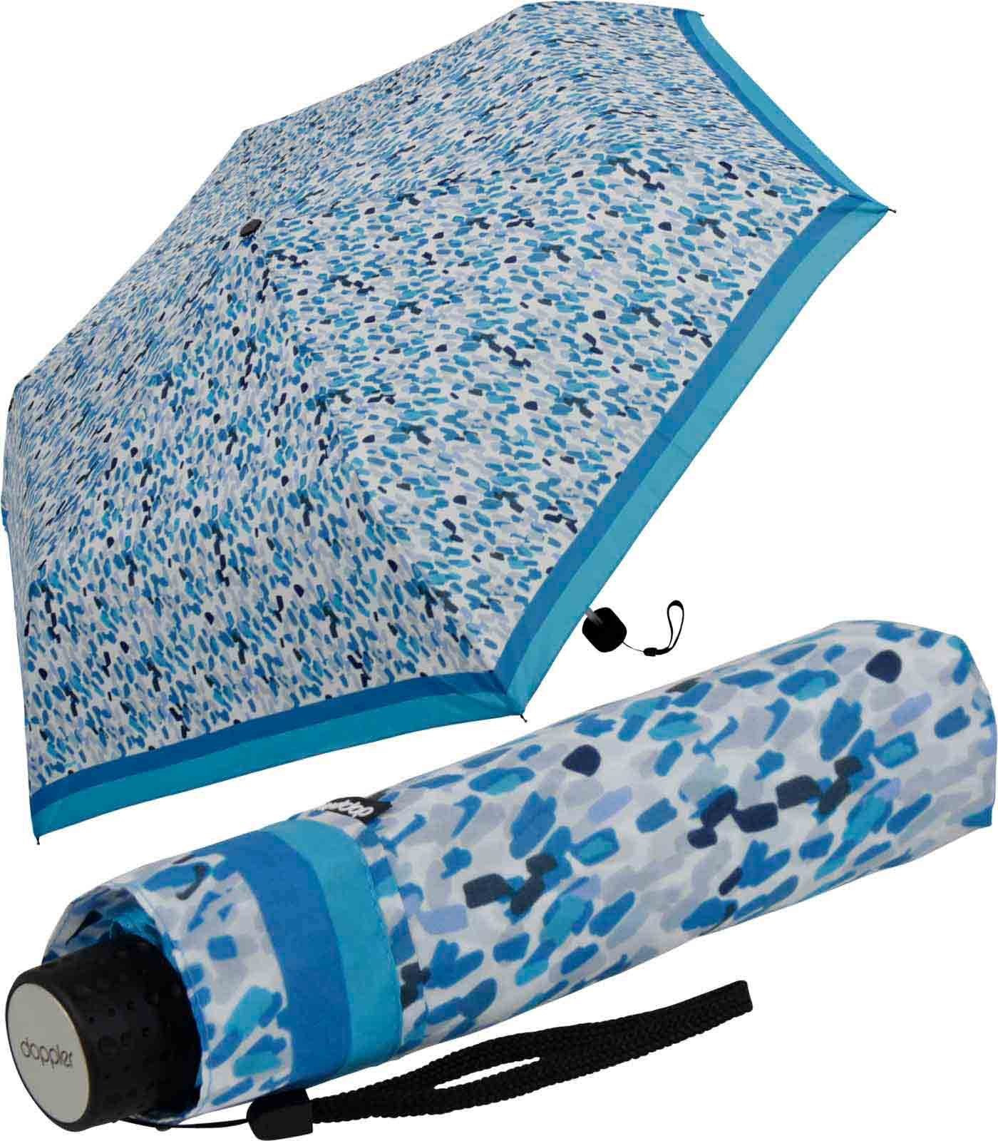 doppler® Taschenregenschirm Super-Mini Havanna Damen - Sprinkle, besonders leichter und kleiner Schirm, passt in jede Tasche blau