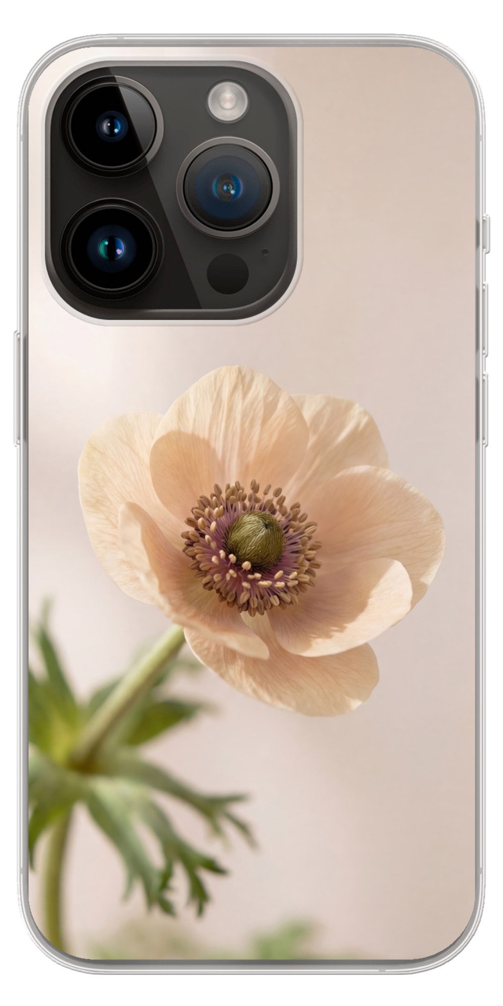 MuchoWow Handyhülle für Apple iPhone 14 Pro Blume - Minimalistisch - Grün, Smartphone-Bumper, Print, Handy Schutzhülle Dünn