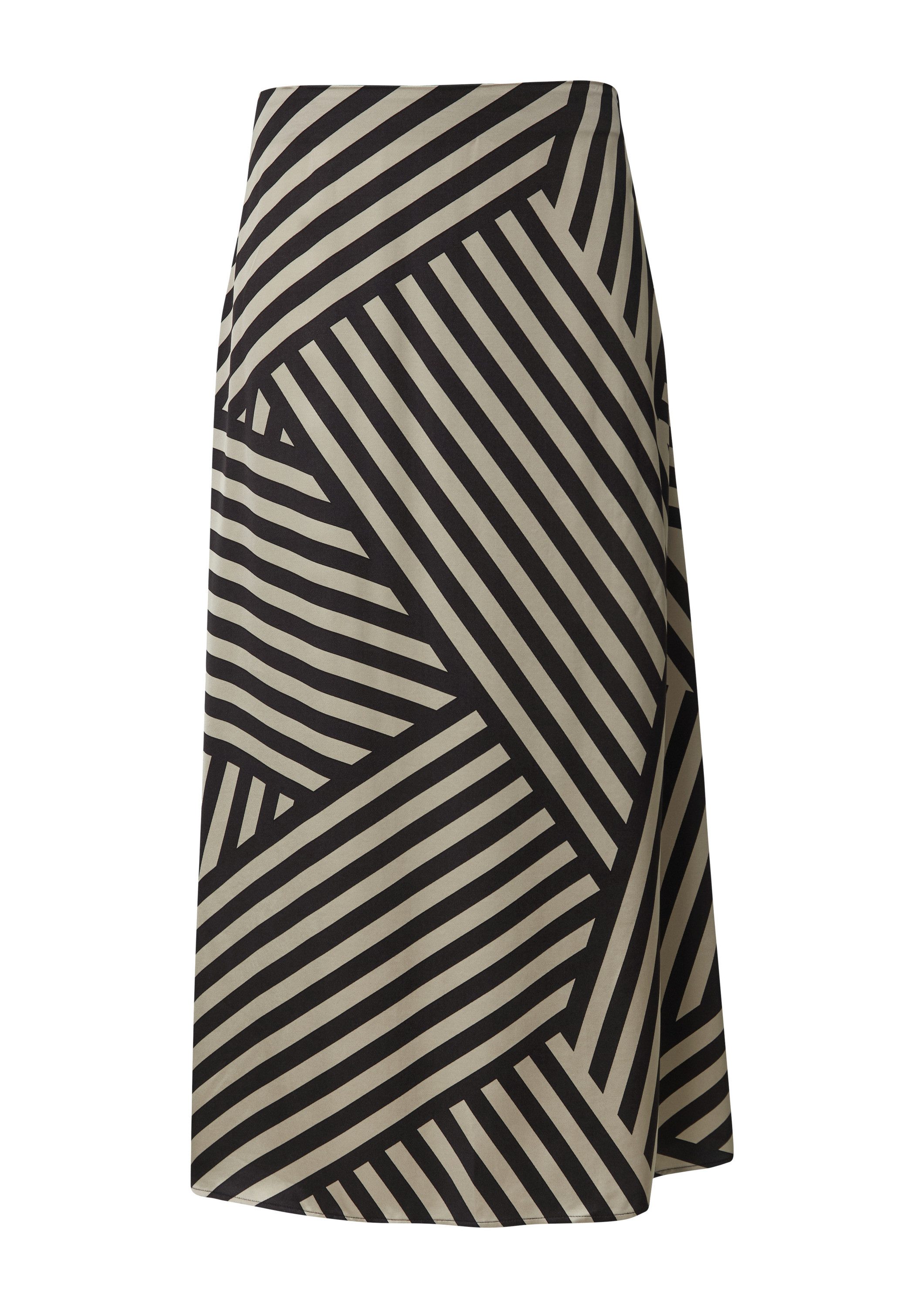 comma Midirock Rock Satin-Rock mit asymmetrischem Streifen-Print