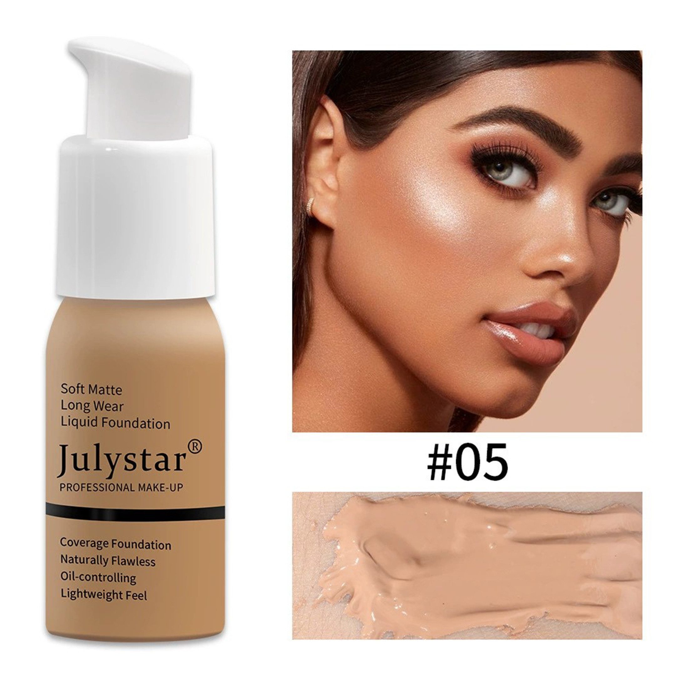 KINSI Foundation Mattierende Foundation Öl-Kontrolle - Mit 30ml für makellosen Teint, 1-tlg., Lang anhaltende Deckkraft & Porenverfeinerung